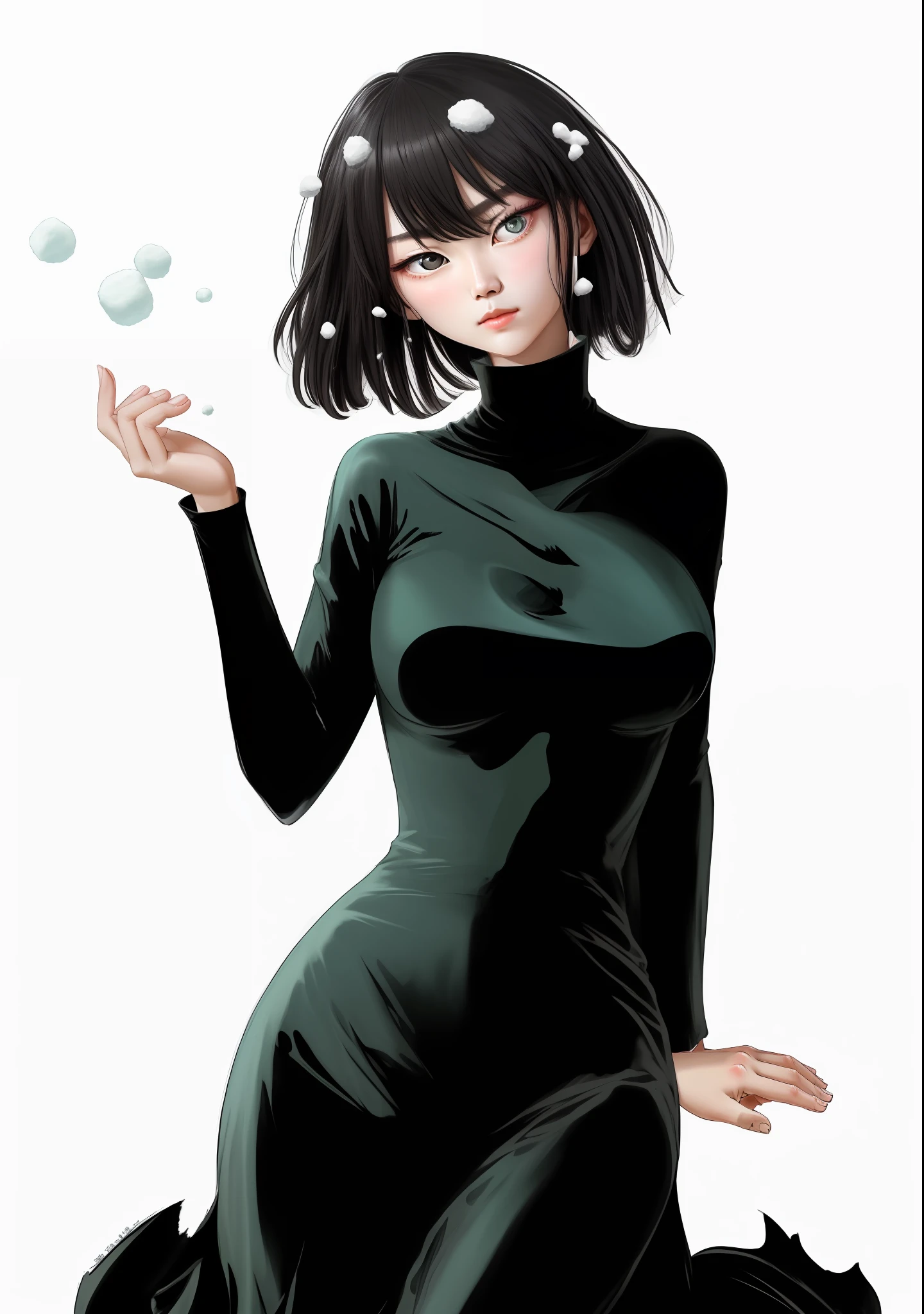 The clothes are torn and silky，The face is full of desire。Skin is snow-white and shiny