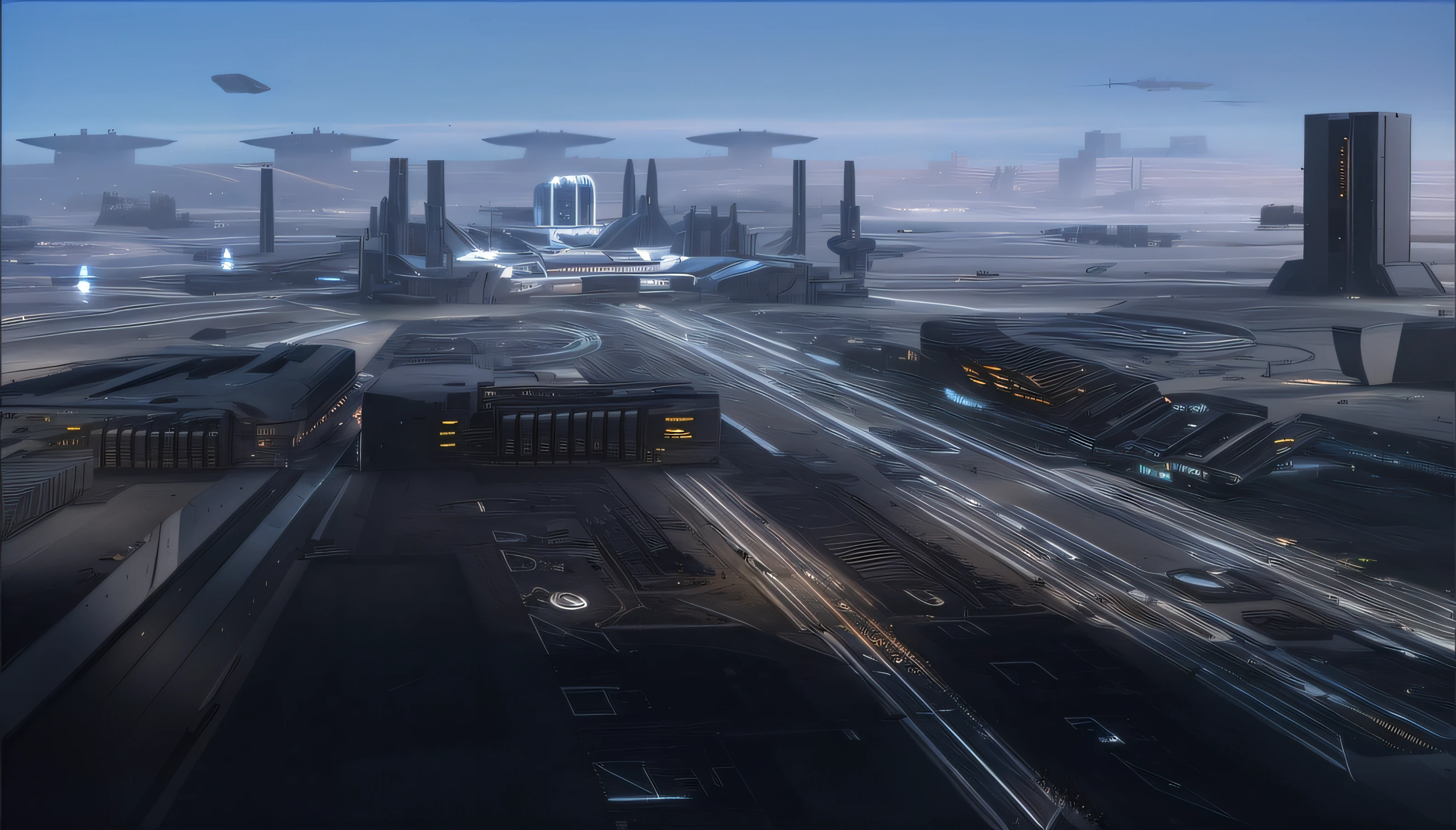 rocket launch，Futuristic base with lots of rockets and lots of buildings, Parked rockets, futuristic space port, space port city, star citizen concept art, mass effect concept art,future concept art