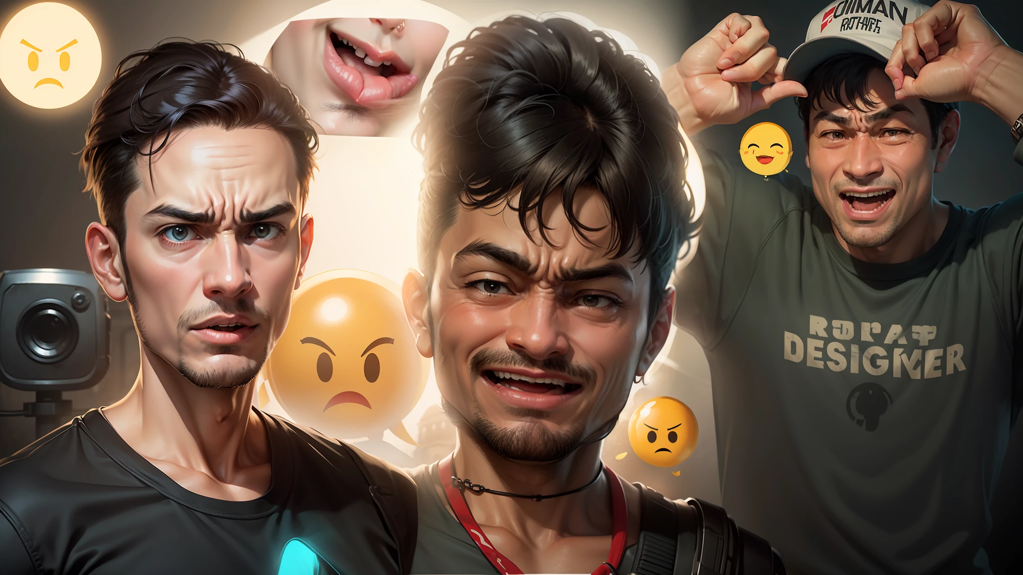 Emoji be original and left man with angry face and right man create funny face