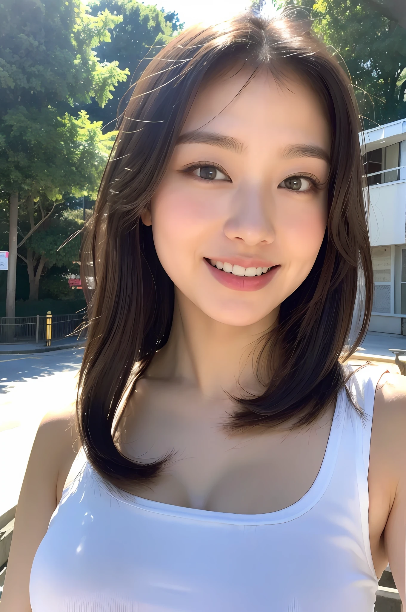 ((top-quality、in 8K、​masterpiece:1.3))、sharp:1.2、Perfect Body Beauty:1.4、Slim abs:1.2、((Layered Hair Style、large boob))、barechested、(Rain、Street:1.2)、Wetty:1.5、Highly detailed facial and skin texture、A detailed eye、二重まぶた、Aspect of looking at the camera、a smile、
