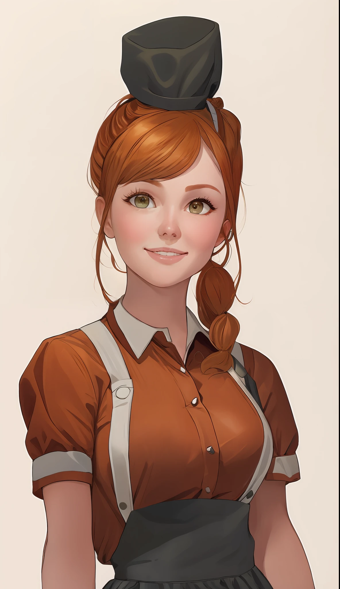 a full body photograph of a beautiful playful sultry busty college maid with ginger hair and freckles in the kitchen flirting with camera, natural, apron and sexy attire, amazing body, photorealistic [pin up:supermodel with a beautiful face and photorealistic eyes:.30], pronounced feminine features, sexy, masterpiece, professional, perfect composition, best quality