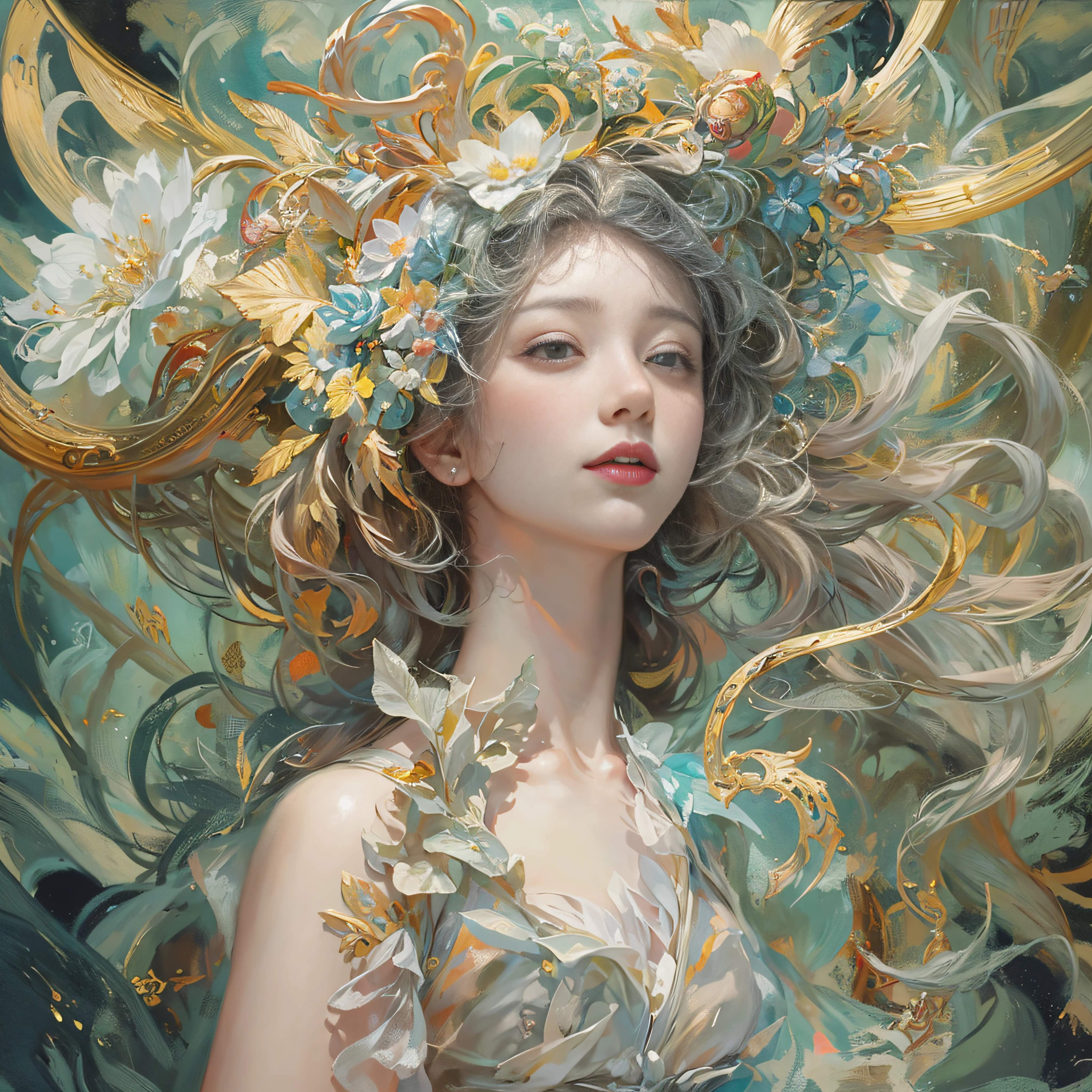 Bouguereau,John William Goldward,John William Goldward,offcial art,统一 8k 壁纸,ultra - detailed,Beauty and aesthetics,tmasterpiece,best qualtiy,(zentangle,datura,Tangles,entangled),(s fractal art:1.3),1girll,The is very detailed,dynamic angle,cow boy shot,The most beautiful form of chaos,elegant,Fauvist design,vivd colour,romanticism lain,James Jean,Robbie Devi Antono,ross tran,Francis Bacon,Michal Mraz,adrian ghenie,petra cortright,Gerhard Richter,Takato Yamamoto,Ashley Wood,Atmospheric,A note of ecstasy,streaming musical notes visible
