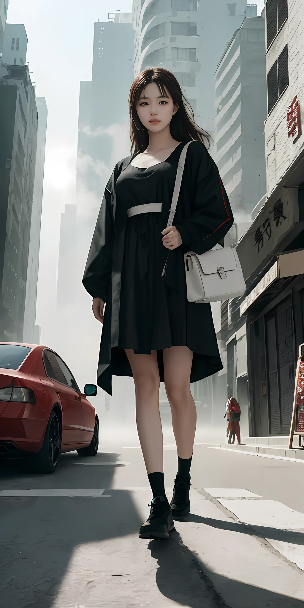 (1girl:1.3), 独奏, (((very vey very detailed face))),((very detailed eyes and faces))),beatiful detailed eyes,Body parts__,offcial art,Unified 8k wallpaper,ultra-detailliert,Beautiful and beautiful,big breasts beautiful,tmasterpiece,best qualtiy,primitive,tmasterpiece,ultra fine photos,best qualtiy,超高分辨率,photorealistic realism,rays of sunshine,full-body portraits,stunningly beautiful,,dynamicposes,delicated face,vibrant eyes,(from the front side), She wears a student suit,Red and black color scheme,Very detailed city roof background, Roof,looking over city,详细的脸,detailed complex busy background,untidy,opulent,milkyW,highly detailedskin,Realistic details of skin,Visible pores,Clear focus,volume fog,8k uhd,digital SLR camera,high qulity,filmgrain,White skin of the,photo-realism,lomography,A huge metropolis of the dystopia of the future, semi transparent