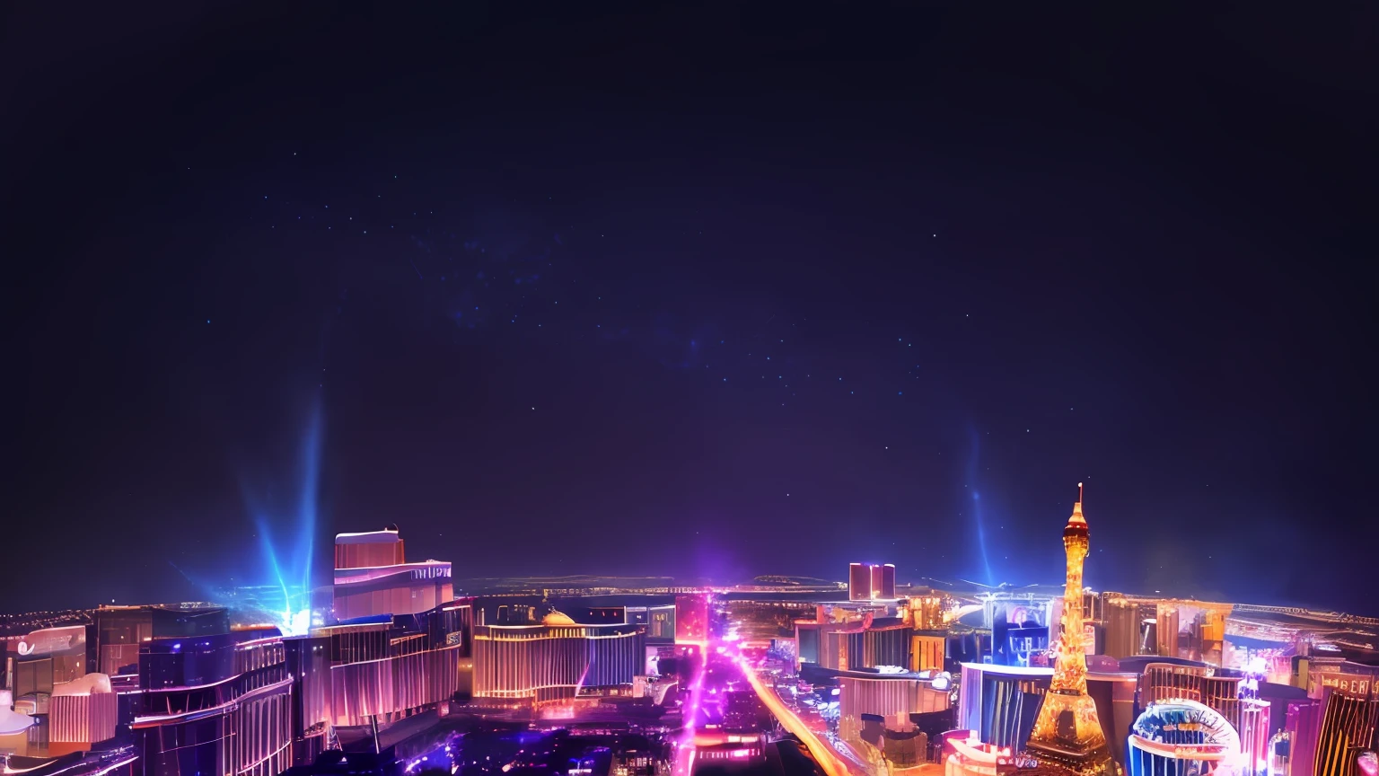 City view at night with Ferris wheel and Ferris wheel, Las Vegas at night, Las Vegas illuminated at night, Las Vegas Strip, Las vegas, beautiful high resolution, cinematic neon matte painting, vfx powers at night in the city, Beautiful image, neon megacity in the background, Neon city in the background --auto