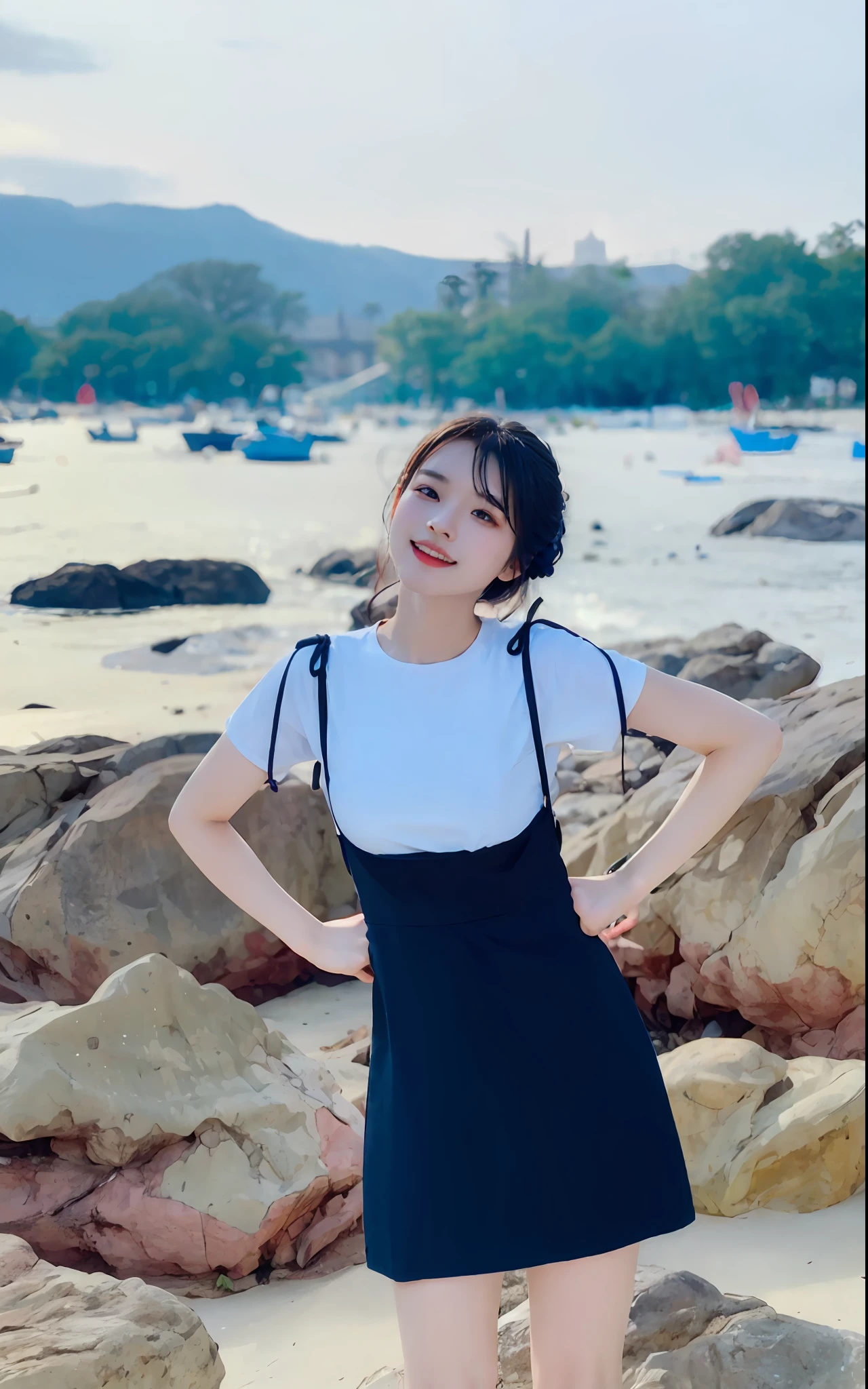 Masterpiece, black_hair, 1 girl, looking at the audience, long_hair, nail_polish, solo, ancient art, Chinese, (8k, best quality, masterpiece: 1.2), (realistic, realistic:1.2), (background sky: 1.2), (bust photo: 1.7), looking at the audience, hanfu, 1girl, (purple flower pine ink: 1.1), face close-up, detailed face, hanfu, tang system, chest-length skirt, pleated skirt，cinematic lighting, motion blur, ray tracing, god rays, bloom, drop shadow, close-up, lens flare, UHD, masterpiece, ccurate, anatomically correct, textured skin, super detail, high details, high quality, award winning, best quality, highres, 16k, HD, accurate, correct hand, (anatomically correct: 1.5),