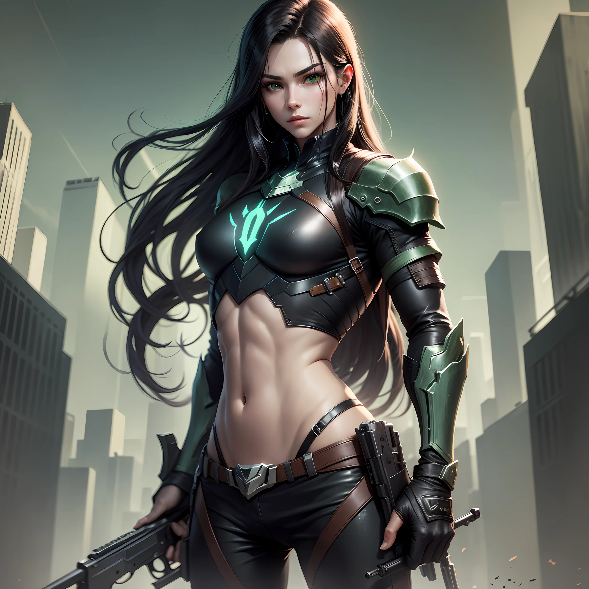Male demon hunter long black straight hair green eyes two guns --auto --s2