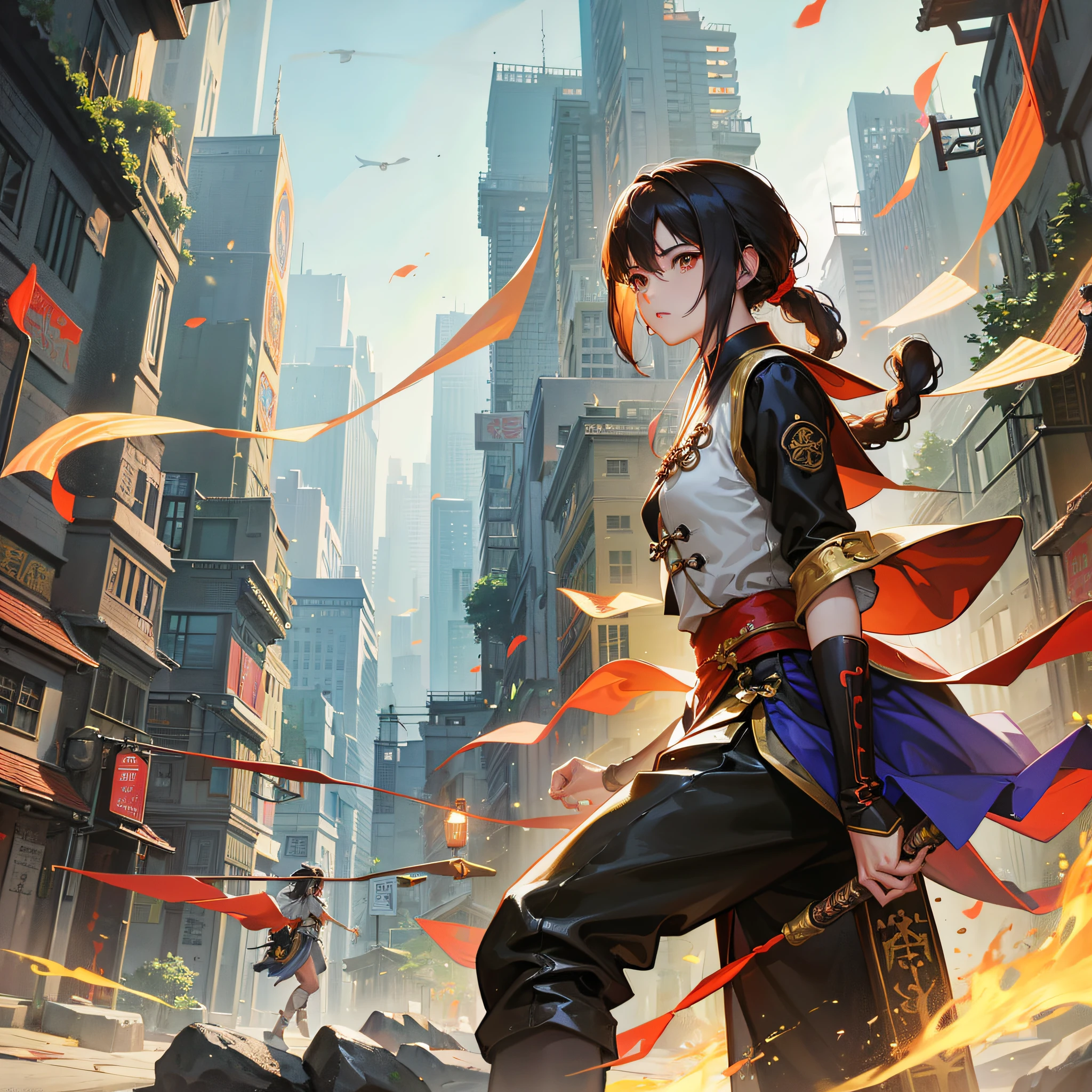 Anime - a monkey walking in front of a building in style artwork,son goku,Qi Tian Great Sage, ross tran and bayard wu, by Yang J, by Bayard Wu, andreas rocha style, author:Jeremy Chang, author:Patrick Cheng, Inspired by Fenghua Zhong, author:Chen Jiesheng, krenz cushart and wenjun lin, ross tran. scenery background, author:Wang Lei --auto