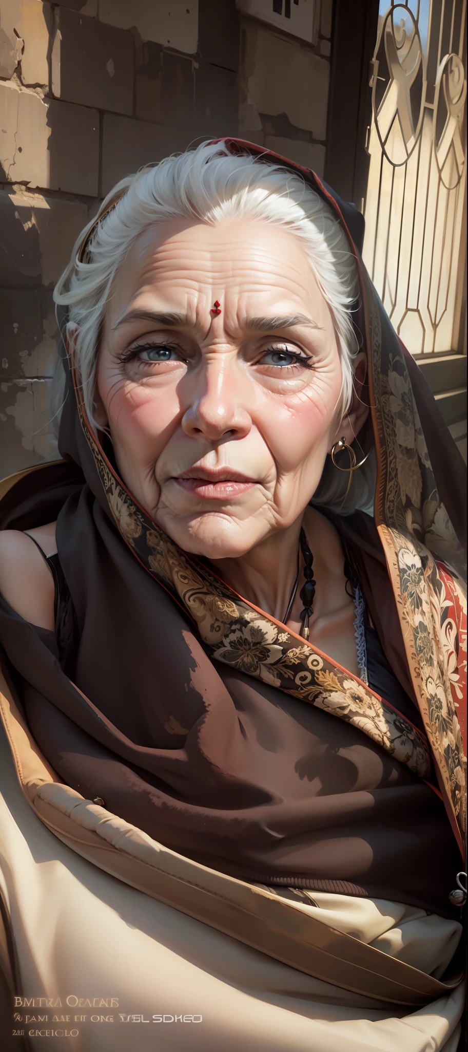 Old woman beautiful realistic face