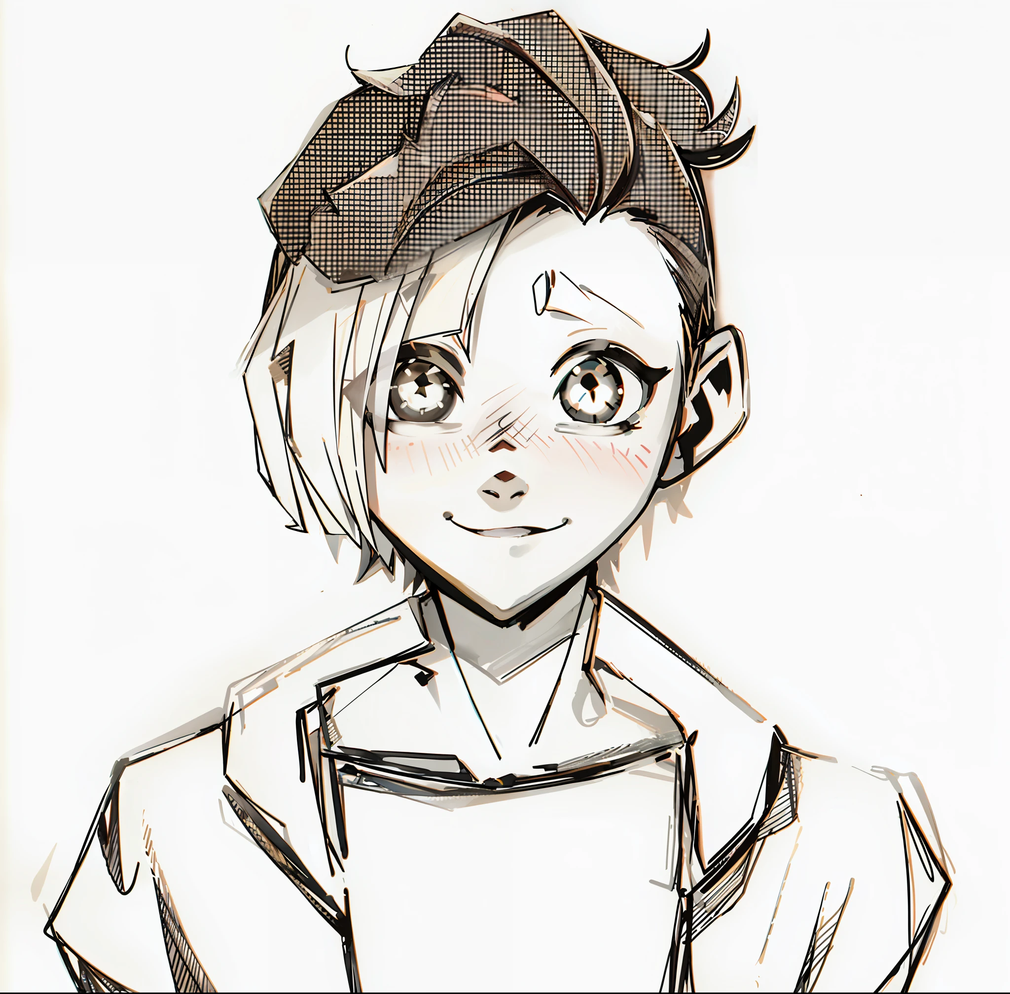 um desenho de um homem com fones de ouvido e uma camisa, kentaro miura manga art style, kentaro miura manga style, manga style of kentaro miura, androgynous person, sketchy artstyle, attractive androgynous humanoid, androgynous face, personagem estilo anime, Kentaro Miura estilo de arte, jett de valorant