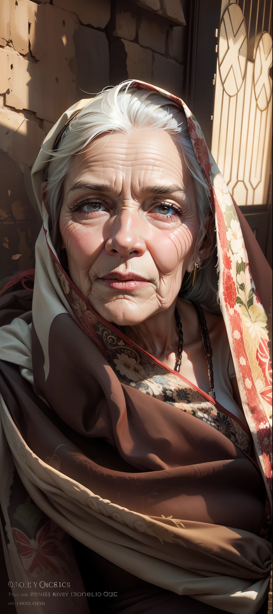 Old woman beautiful realistic face