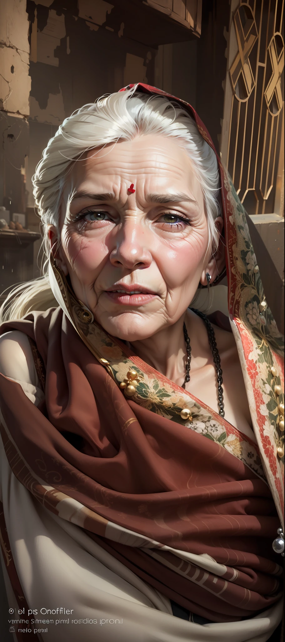 Old woman beautiful realistic face