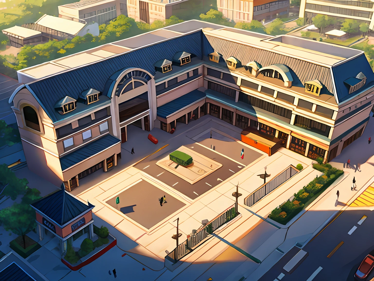 Mall building with other houses