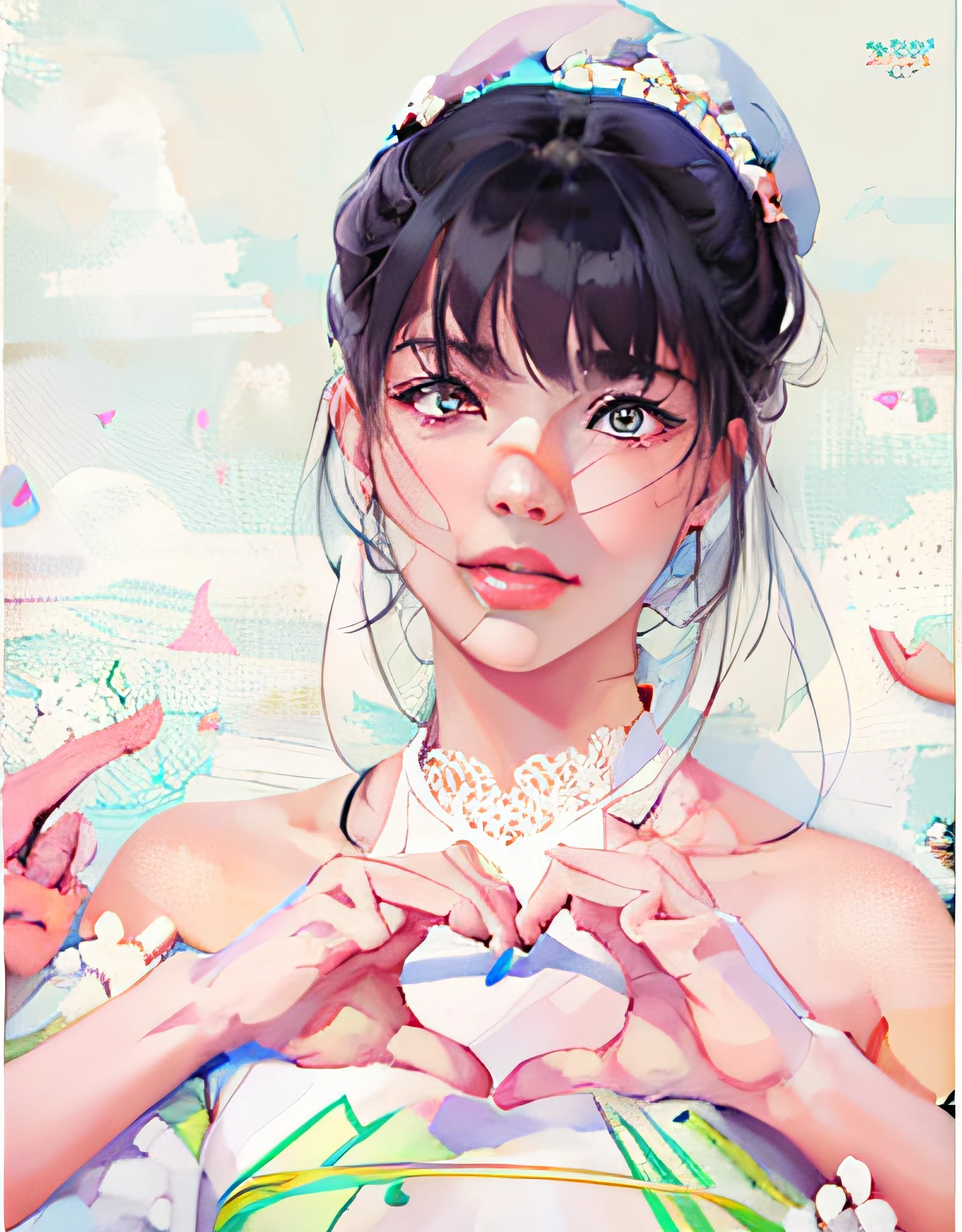 There is a painting，The painting depicts works of art in the Guvez style, detailed portrait of an anime girl, rossdraws portrait, Guviz, a beautiful anime portrait, drawn in anime painter studio, made with anime painter studio, portrait anime girl, Kawaii realistic portrait, inspired by Yanjun Cheng, Stunning anime face portrait