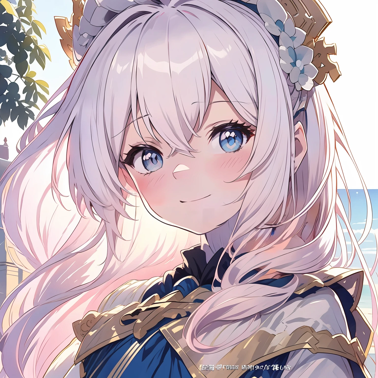 Anime girl with red hair and blue eyes wearing a crown, shadowverse style, Anime goddess, onmyoji portrait, Portrait Chevaliers du Zodiaque Fille, Armor Girl, mika kurai demon, Kushatt Krenz Key Art Women, Ayaka Genshin impact, anime in fantasy style, detailed anime character art, roguish smirk, Official artwork