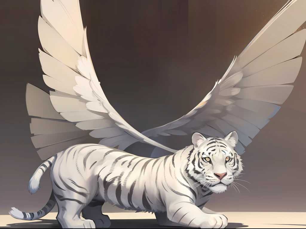 A white tiger,The back has wings