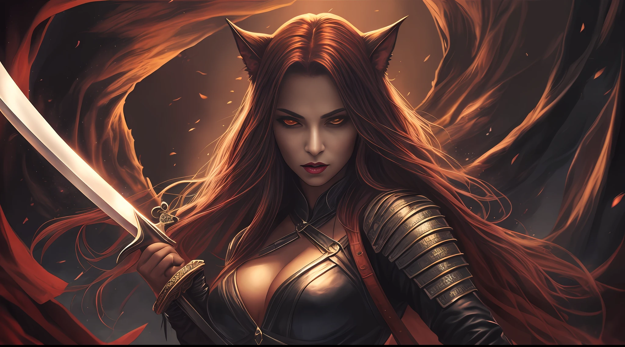 female half vampire half werewolf holding a sword in there hands --auto --s2