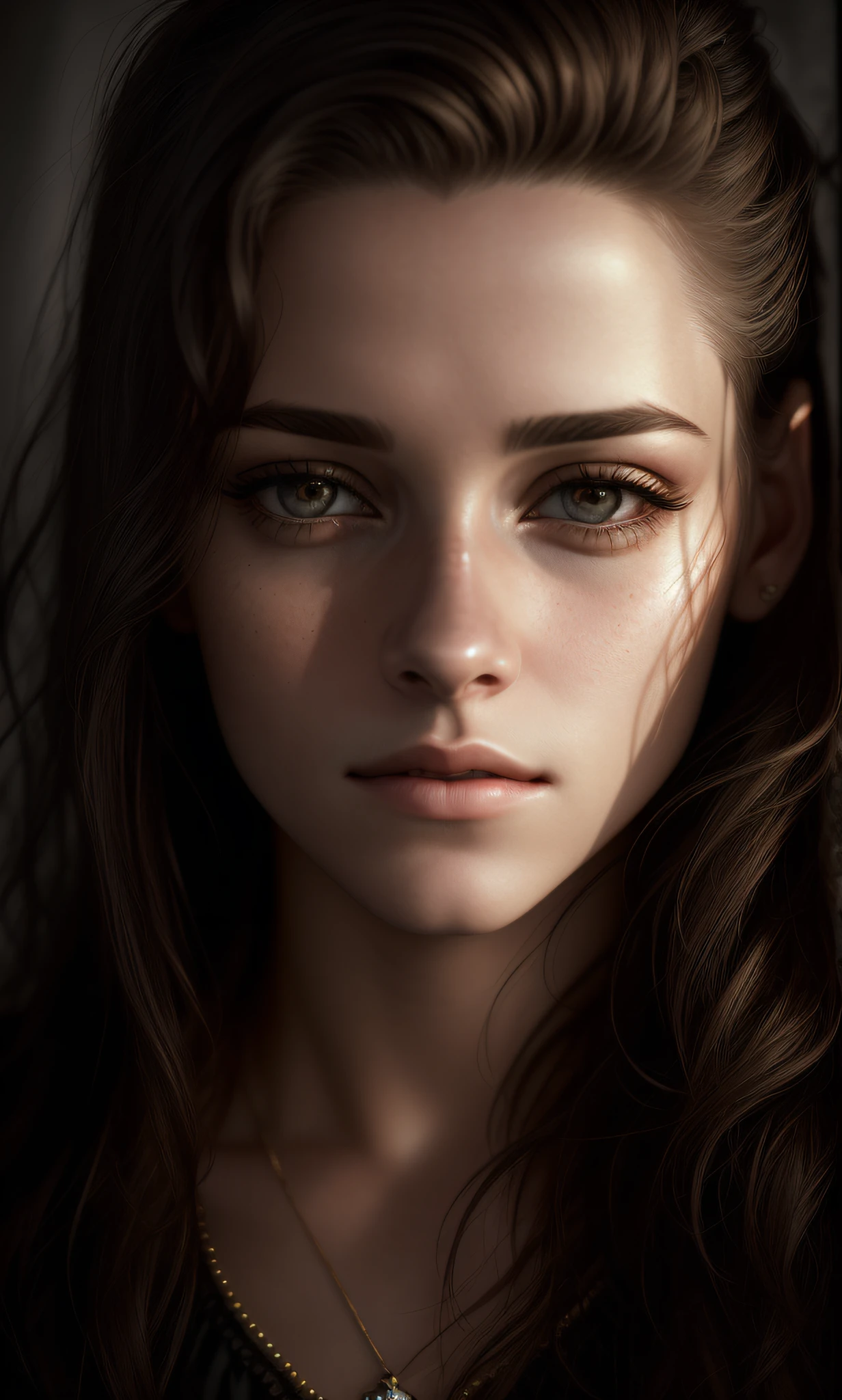 (Cinematic Photo:1.3) of (Realistic:1.3),(Romantic:1.3) a photorealistic portrait of a stunningly beautiful kristen Stewart without make-up, extremely detailed light hazel eyes, detailed symmetric realistic face, extremely detailed natural texture, peach fuzz, messy hair, masterpiece, absurdres, award winning photo by lee jeffries, nikon d850 film stock photograph, kodak portra 400 camera f1.6 lens, extremely detailed, amazing, fine detail, rich colors, hyper realistic lifelike texture, dramatic lighting, unrealengine, trending on artstation, looking at the viewer, photo realistic, RAW photo, high quality, highres, sharp focus, extremely detailed, cinematic lighting, 8k uhd, Highly Detailed,(Crystal Cubism:1.3),(Magical Realism:1.3),(Realism:1.3),ultrafine,detailed,by Clarence Holbrook CArter,by Ed Emshwiller,CGSociety,ArtStation contest winner,trending on ArtStation,DeviantArt contest winner,Fallout, indian girl