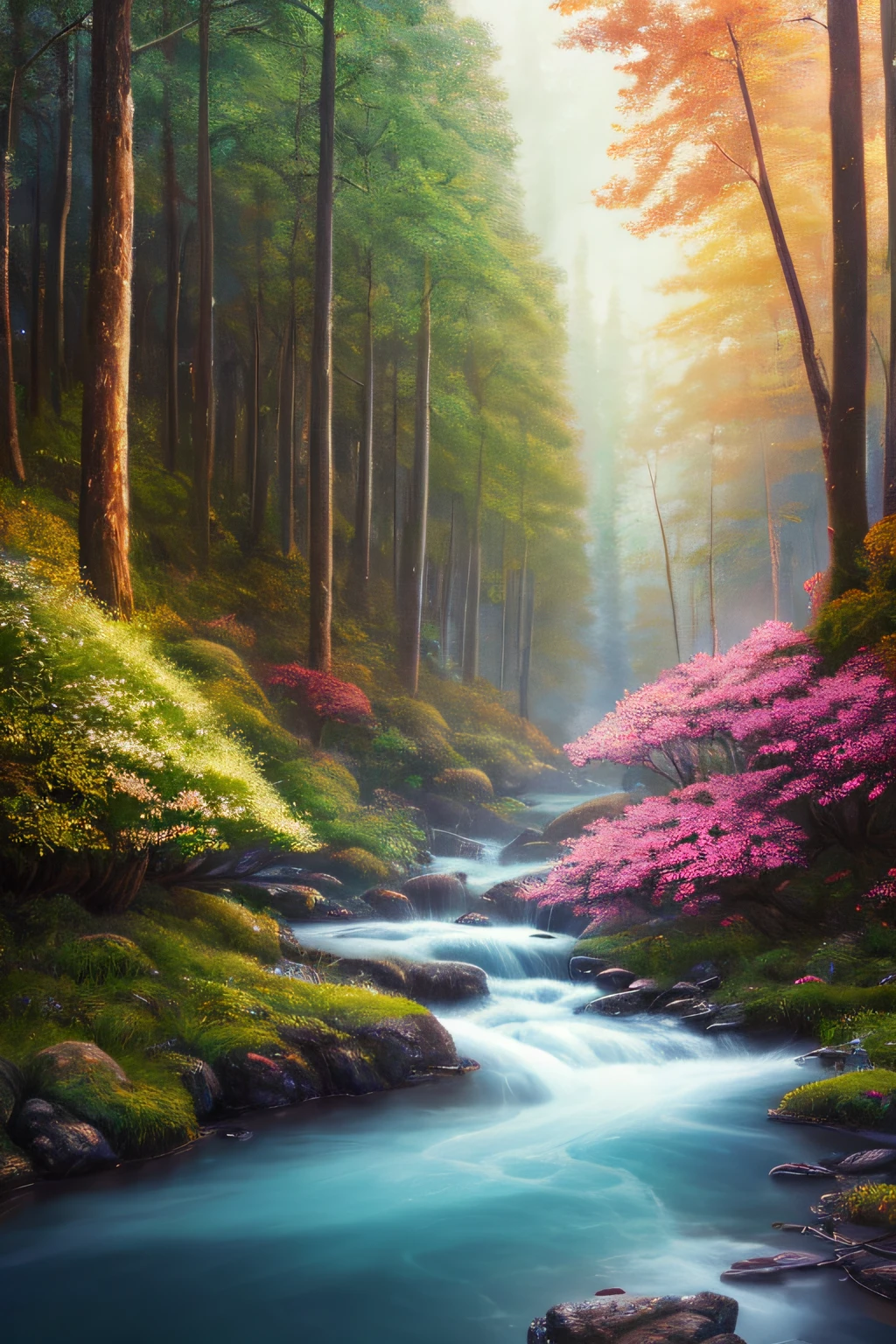 masterpiece, best quality, high quality,extremely detailed CG unity 8k wallpaper, An enchanting and dreamy scene of a fantasy forest, with towering trees, glowing mushrooms, and hidden fairy glens, creating a sense of mystique and enchantment, artstation, digital illustration, intricate, trending, pastel colors, oil paiting, award winning photography, Bokeh, Depth of Field, HDR, bloom, Chromatic Aberration ,Photorealistic,extremely detailed, trending on artstation, trending on CGsociety, Intricate, High Detail, dramatic, art by midjourney