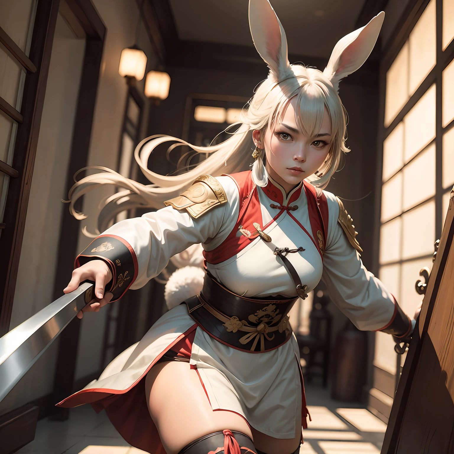 Rabbit image,Ancient Chinese general,Sabre in hand --auto