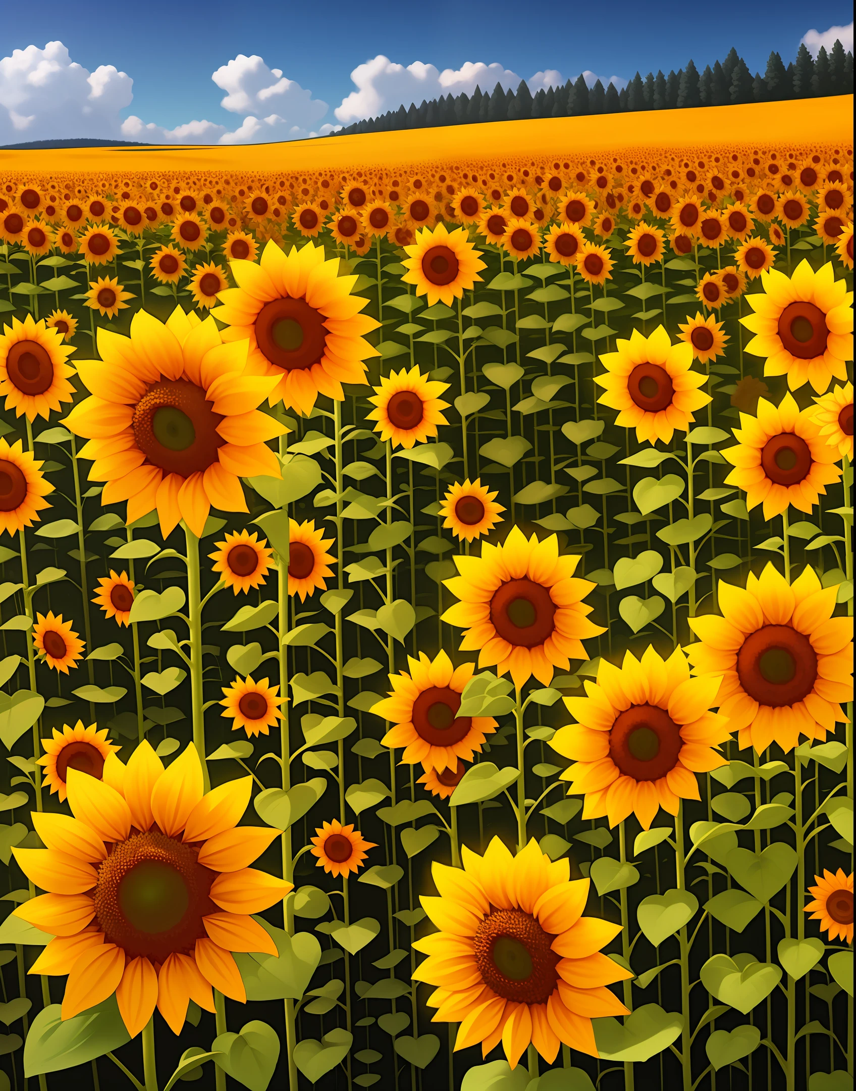 Sunflowers, grass, nobody