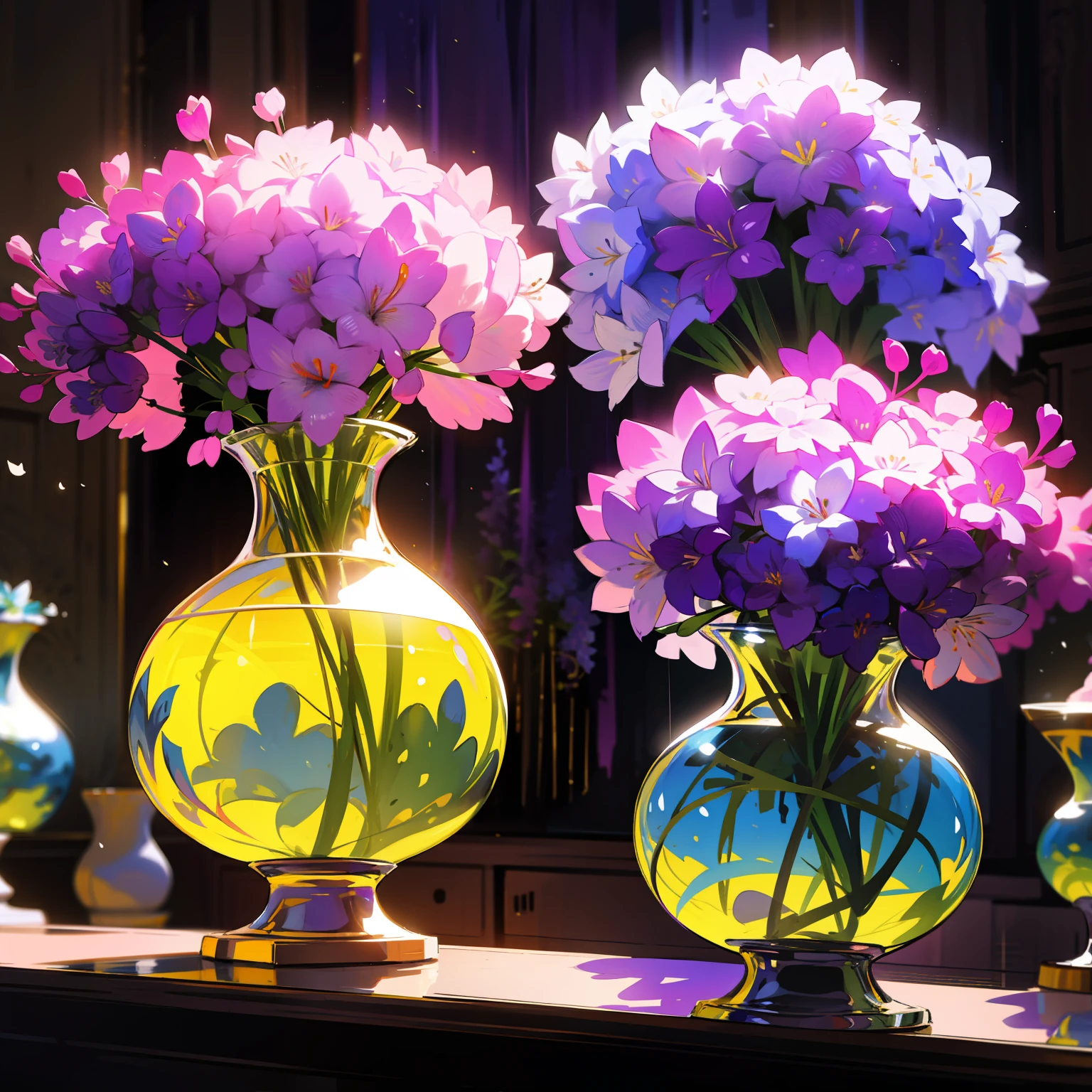 Flowers,lilac colors,amarelo,vases,Rich in color,freshen --auto