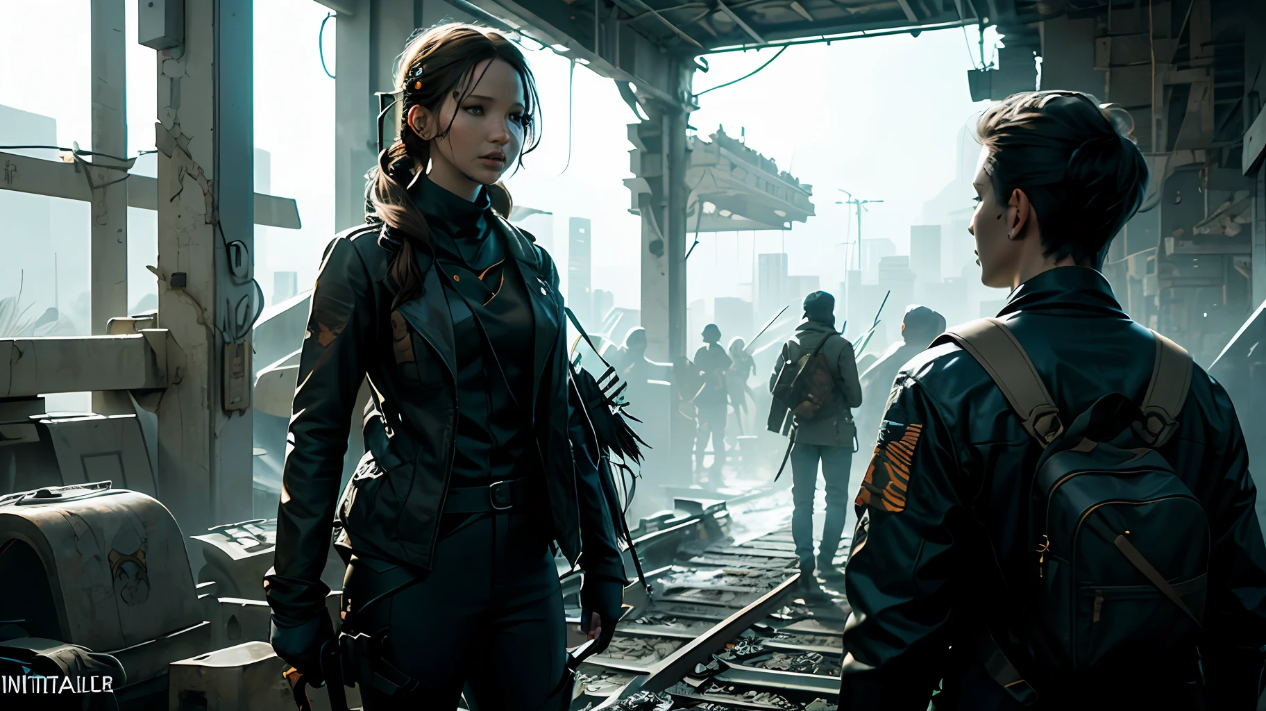 (Jennifer Lawrence: 0.9) performance (Katniss Everdeen), (cabello largo y ondulado), Mockingjay Sterile, ropa transparente, lucha hasta la muerte, underground scattering, ruinas en el fondo, intrincado, altamente detallado, imagen perfecta, cinematography lighting, cara y ojos muy detallados, (ambiente oscuro: 1.5), (poco iluminado: 1.1), Elaborate sci-fi atmosphere, foto de alta calidad, alto detalle, foco nítido, (lente de 105 mm), (ISO 100) --auto