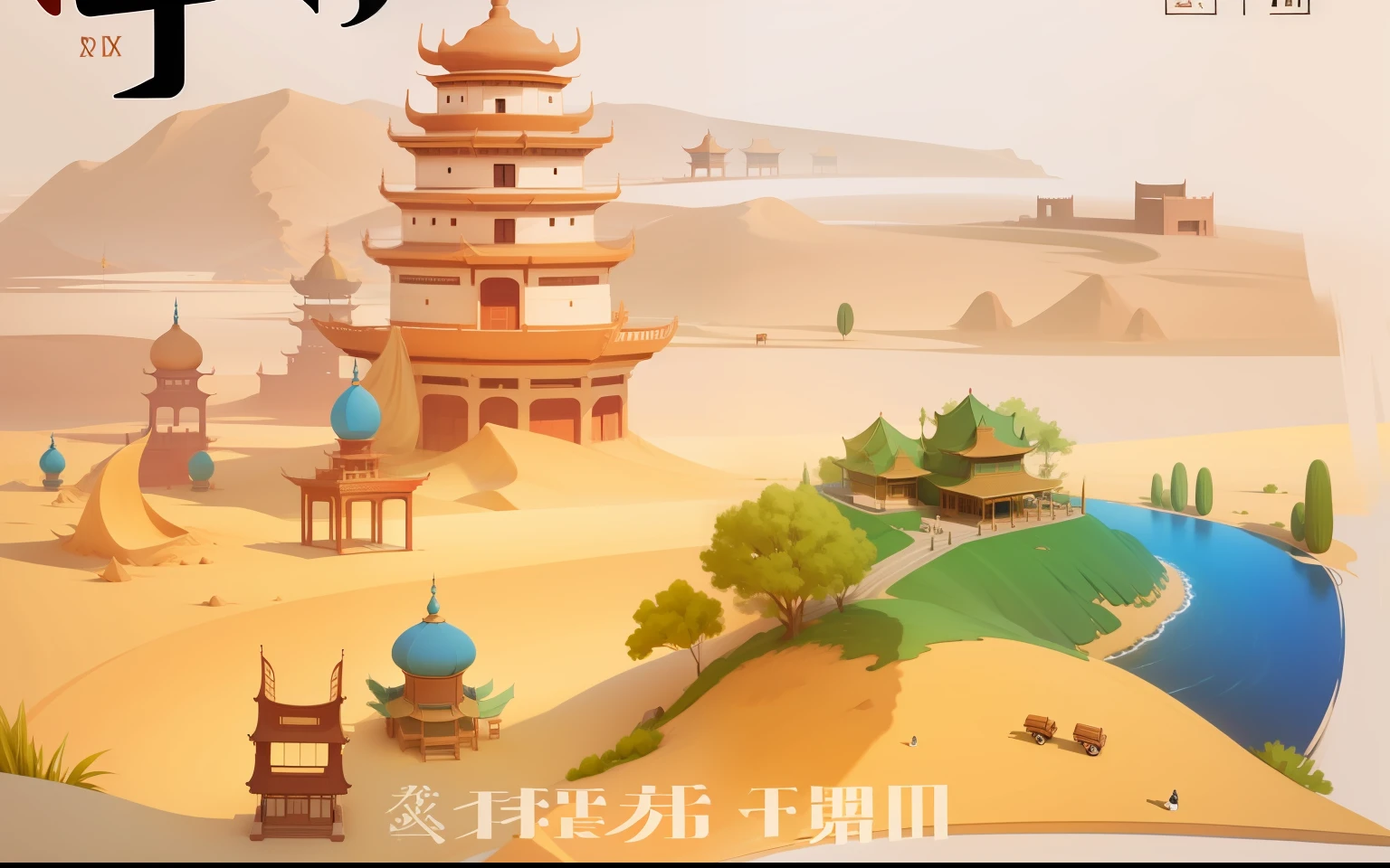 dunhuang，Flat style illustration --auto