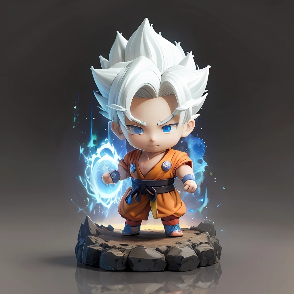 a close up of a statue of a young gohan with a glowing ball, photorealistic human goku, an anime nendoroid of son goku, high detail iconic character, anime styled 3d, ultra instinct, 3 d render character art 8 k, advanced digital chibi art, cute detailed digital art, toon render keyshot, cute 3 d render, super highly detailed