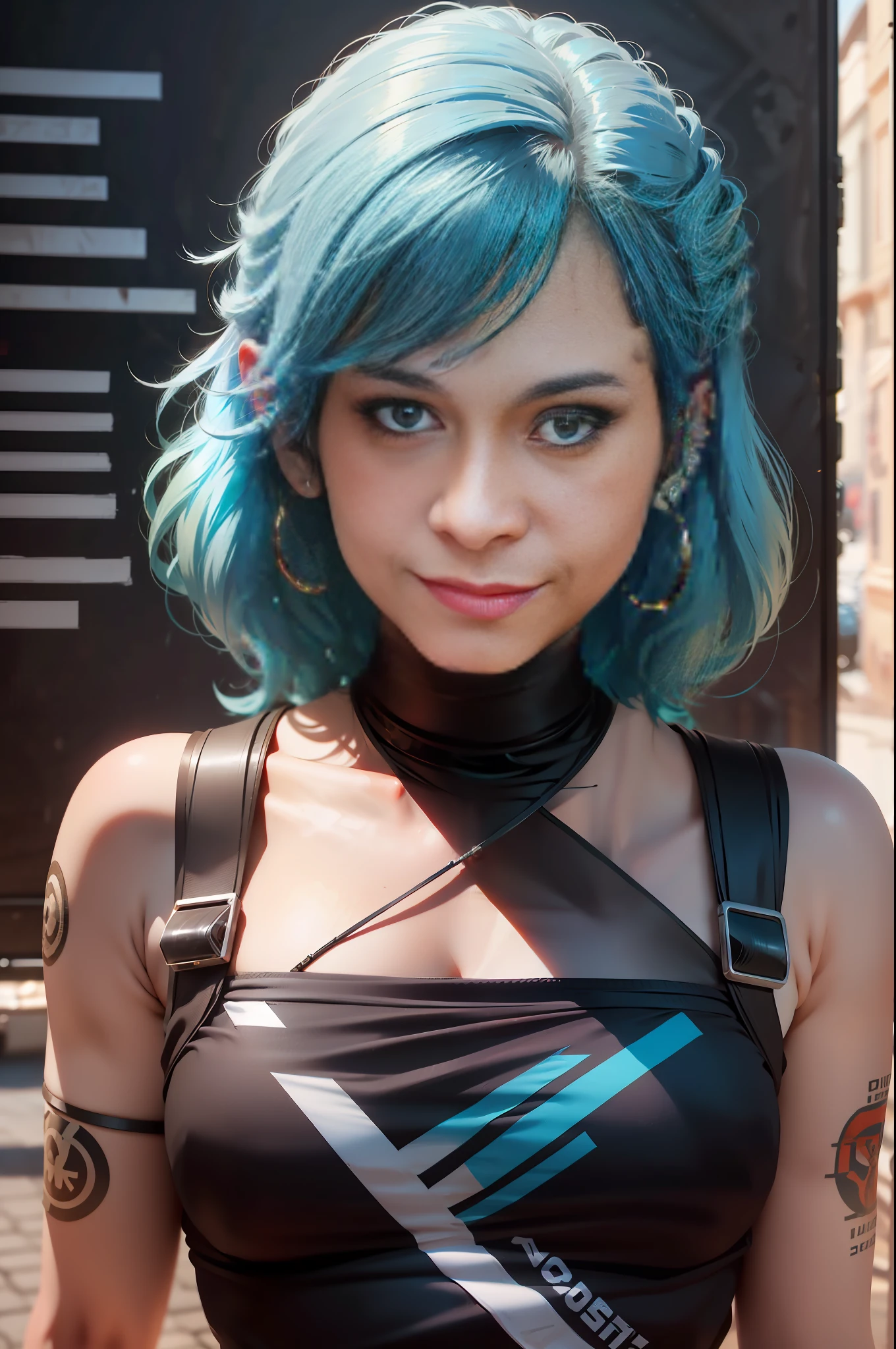mulher com cabelo colorido e piercings, cabelo ruivo, asymmetrical bangs, detalhes altos, cartaz de propaganda russa, ray tracing, social media composition, close-up, canon, f/1.8, melhor qualidade, highes definition, 8k