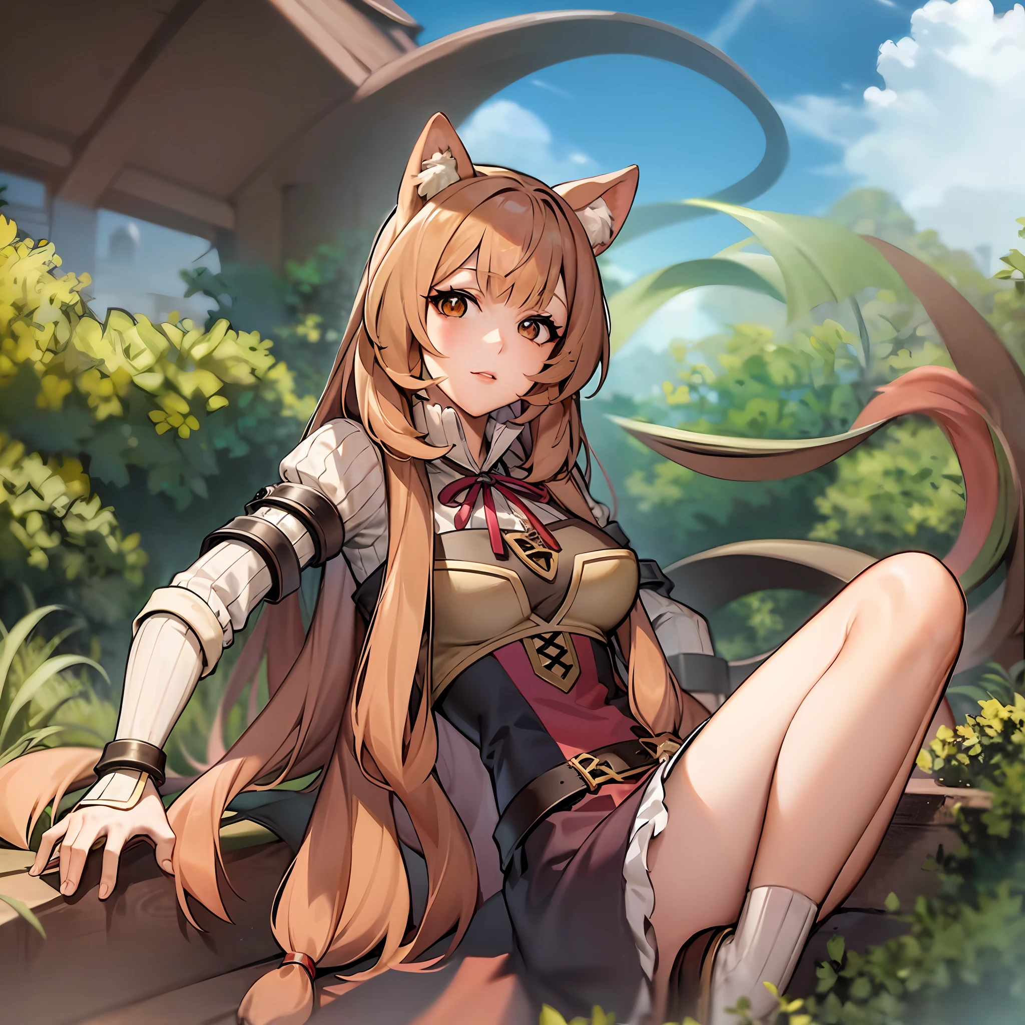 Anime girl with long hair sitting on wood in the woods, Holo is a wolf girl, holo if a wolf girl, Kushatt Krenz Key Art Women, official character art, shadowverse style, Ayaka Genshin impact, Attractive cat girl, beautiful anime catgirl, Very beautiful anime cat girl, ayaka game genshin impact, holograph