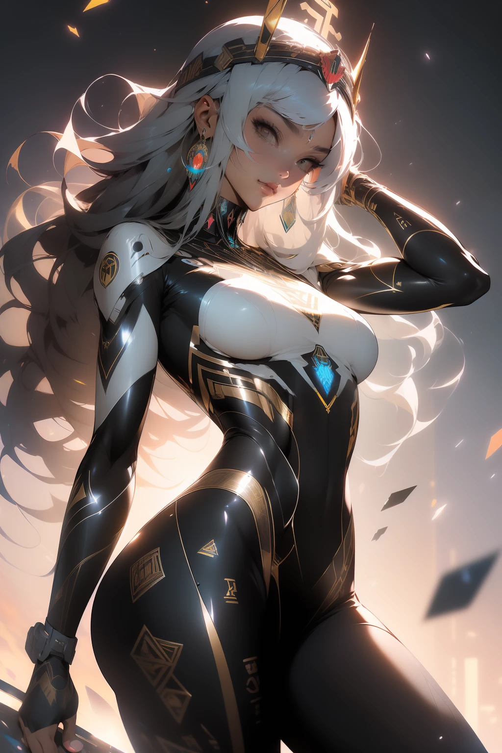 ((Melhor qualidade)), ((obra-prima)), (detalhado: 1.4), crysis nanosuit, queixo quadrado, arte no estilo de Guweiz, Guweiz, bela pintura de personagens, Guweiz em Artstation Pixiv, Guweiz em Pixiv ArtStation, bela arte digital, Wlop Rossdraws, obra-prima Guweiz, (Absurdo), Thin woman airplane pilot, Egyptian ready for war, corpo perfeito, pele escura, Tutankhamun masks, (((Hemhem crown on head, Estilo de um triplo Atef))), (((Khat))), (((Defined muscles, coxas nuas, boca fechada, Muscular body covered in technological clothing, estilo Neon Genesis Evangelion, cyberpunk, ((Esfinge)), (Cleopatra), head covered by an Egyptian ornament in the shape of a golden eagle wing, ((perfect medium breasts)), (olhos brancos sem pupilas), ((roupa preta, prata e vermelha)), (((cabelo liso preto longo com franja pesada na testa))), (Egyptian ornaments), ((hieroglyphics on the arms)), short underwear, cinta liga, por mucha, niji --V5, close to the real, psicopata, cara de louca, pose sexy, fundo com a uma esfinge, clothing 2 pieces, pastel, centralizada, scale to fit dimensions, HDR (High Dynamic Range),Ray Tracing,NVIDIA RTX,Super-Resolution,Unreal 5,Subsurface dispersão, Textura PBR, Post-processing, anisotropic filtering, Profundidade de campo, Maximum clarity and sharpness, Texturas multicamada, Albedo e mapas especulares, surface shading, Accurate simulation of light-material interaction, perfectly proportions, Octane Render, Two-tone lighting, Ampla abertura, Baixo ISO, white-balance, thirds rule, 8K RAW