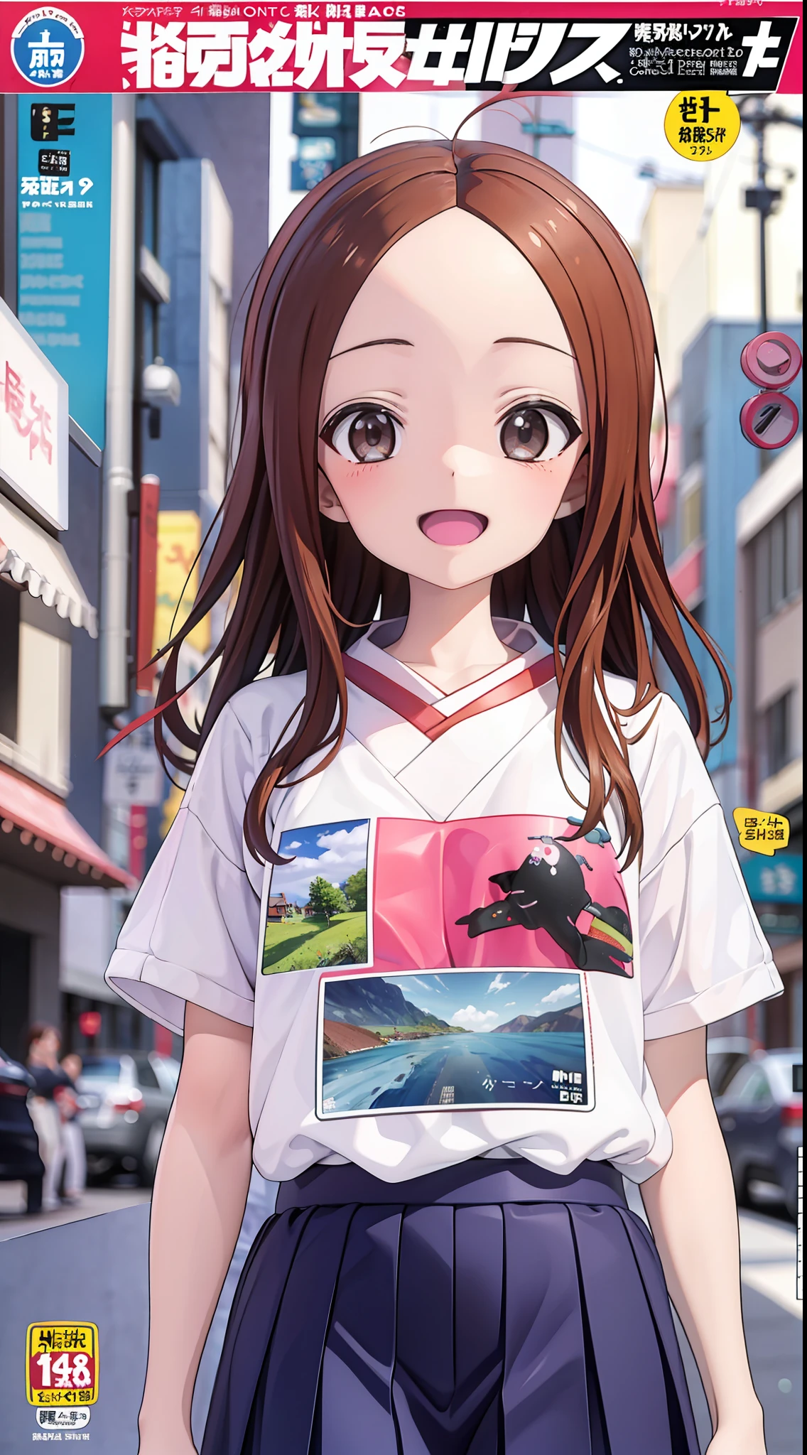 Takagi-san，校服，White shirt，ssmile，Comic cover style，Comic cover title,8K