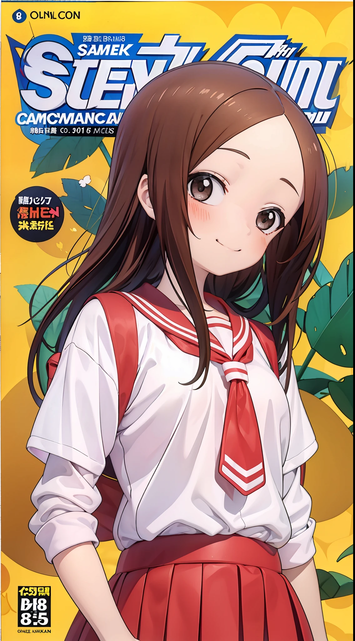 Takagi-san，校服，White shirt，ssmile，Comic cover style，Comic cover title,8K