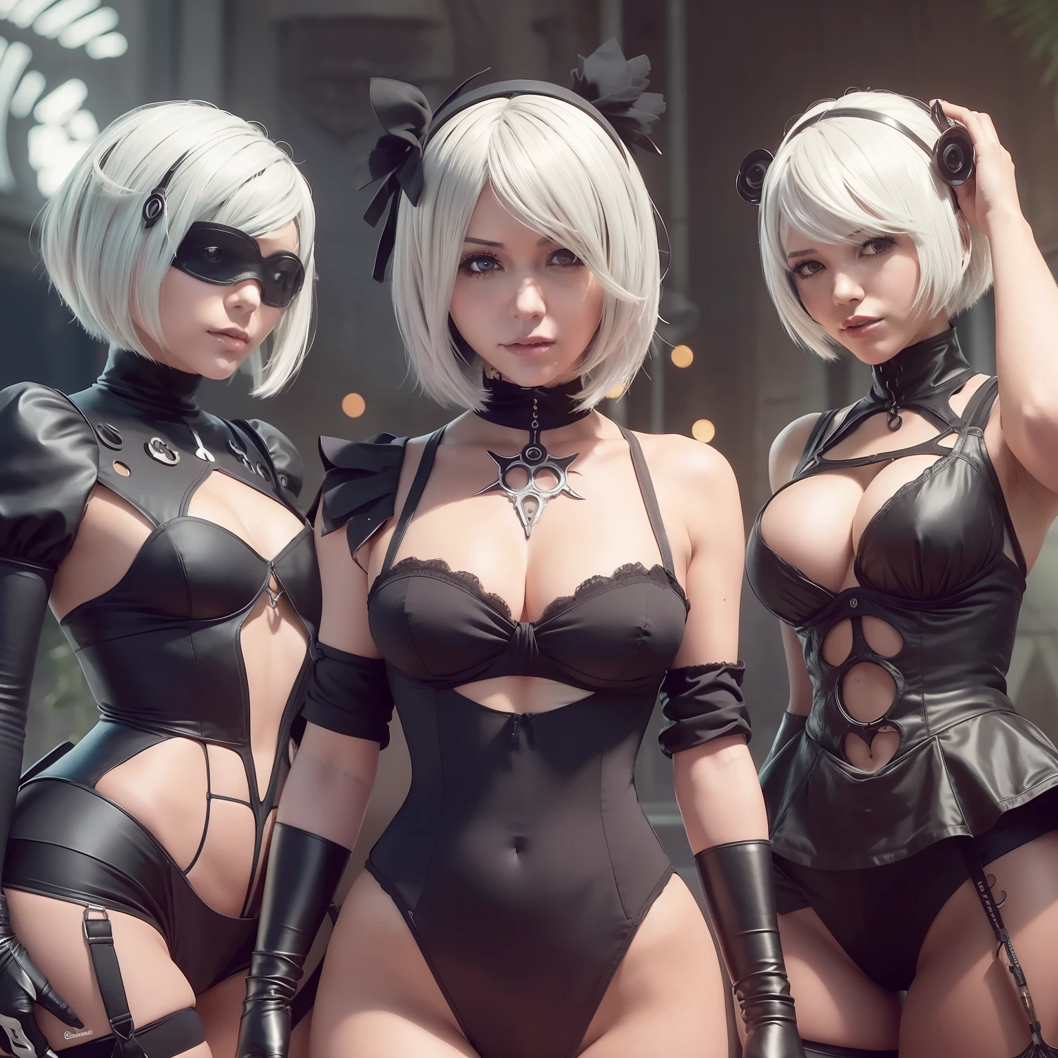 (((2b of Nier the automata ))) (((pecho grande)))senos grandes, cuerpo perfecto, pose caliente,Retrato de cuerpo entero ,Como estilo de renderizado de motor irreal, esthetic, Sorprendentemente hermoso momento sincero,(((una chica full))) body vintage aesthetic, cuerpo completo,en el fondo se ven robots destruidos ,35mm film feel, 16k, lumen –ar 9:16 –v 5.1 –q 2 –c 6 –raw ,Big style, muslos torneados usa su ropa ajustada