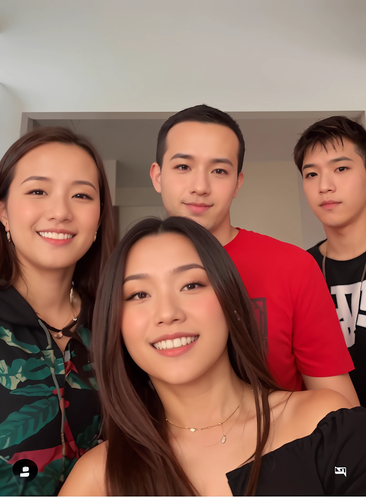 There are four people who are posing for a photo together, imagem de perfil, foto de perfil, foto de perfil, tiktok video, foto do perfil, ástor alexander, Miniatura do YouTube, Malika Favre, imagem do avatar, solid background, Happy family, facebook post, family portrait, Natasha Tan Maciej Kuciara, fami, foto do snapchat, Family photo, youtuber