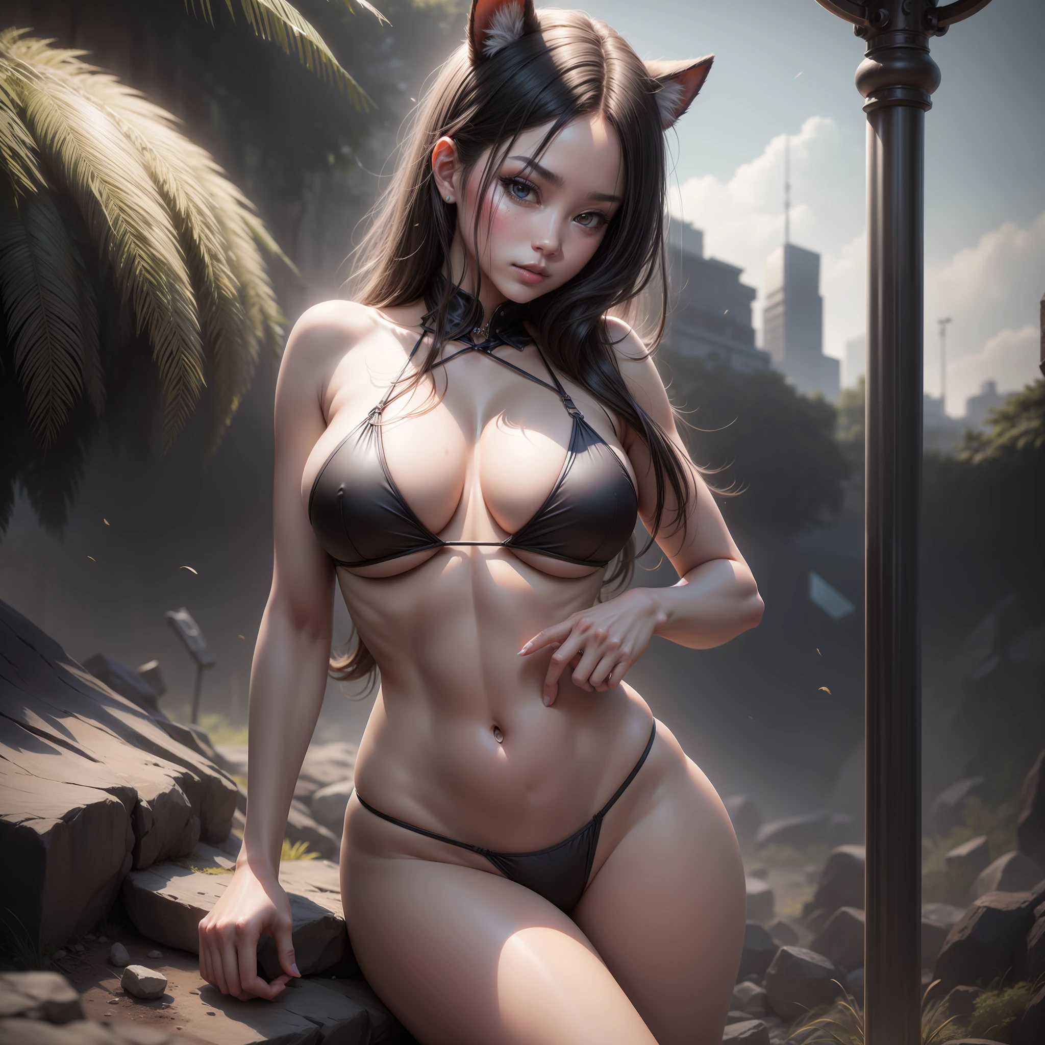 Ultra photo realsisim, Photo, Photorealistic, High quality, Realistic style, full body, High definition, High quality, Realistic, shaded, Photorealism, Ray tracing, 8K, hyper HD, (jpn, toyko, 城市, (Hyper-realistic), (illustratio), (A high resolution), (8K), (extremely higly detailed), (Most Best Illustration), (美丽细致的眼睛), (best qualtiy), (ultra - detailed), (tmasterpiece), ( the wallpaper), (Detailed face), 独奏, 1个Giant Breast Girl, looking at viewert, the detail, Detailed face, in the darkness nigth, deep shading, low tune, pureerosfaceace_V1, ssmile, A half body, See-through super little bikini, Long legs, Big breasts Thin waist, Cocked buttocks, Ultra-fine makeup, Ultra-fine lining, leg apart