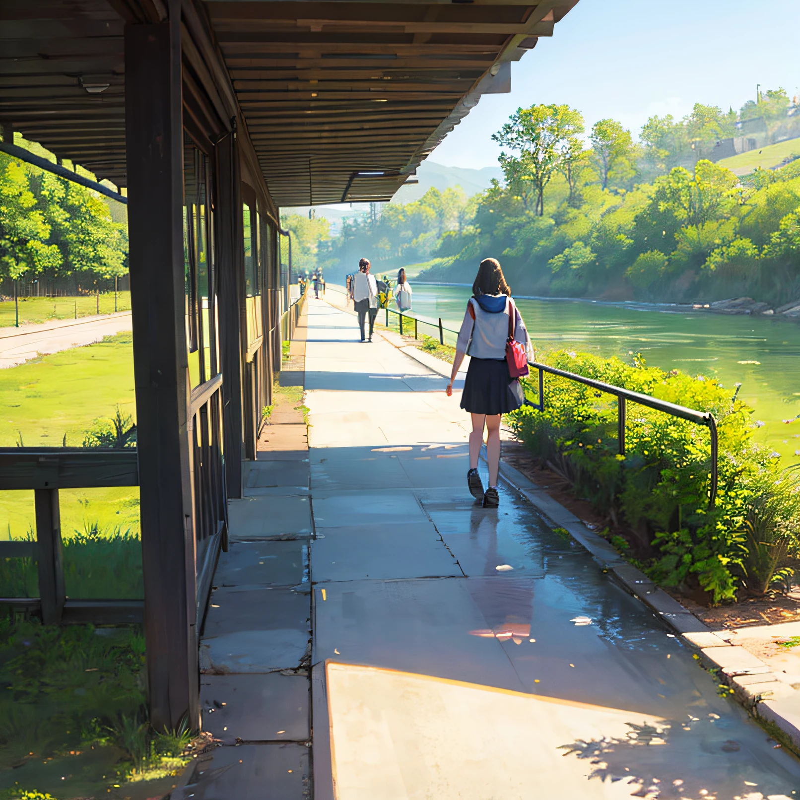 People walking by the river --auto