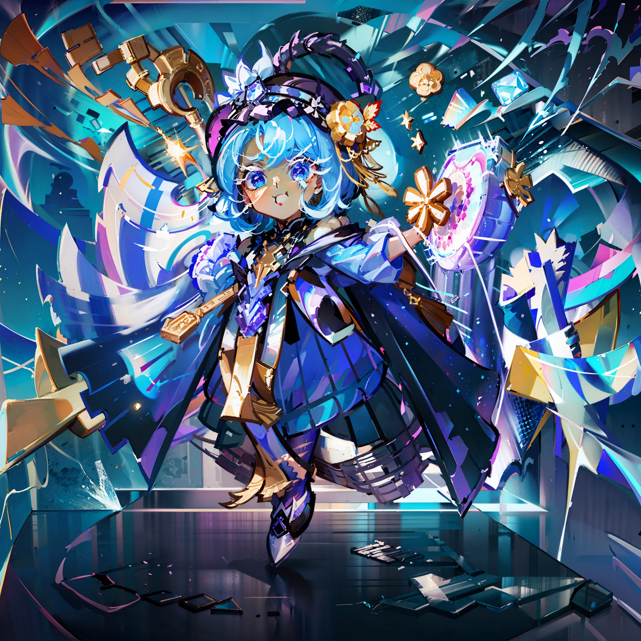((Sapphire Rock Candy Cookie)), Cookie Run , male,Xianxia inspired outfit, High quality , masterpiece, High aesthetic