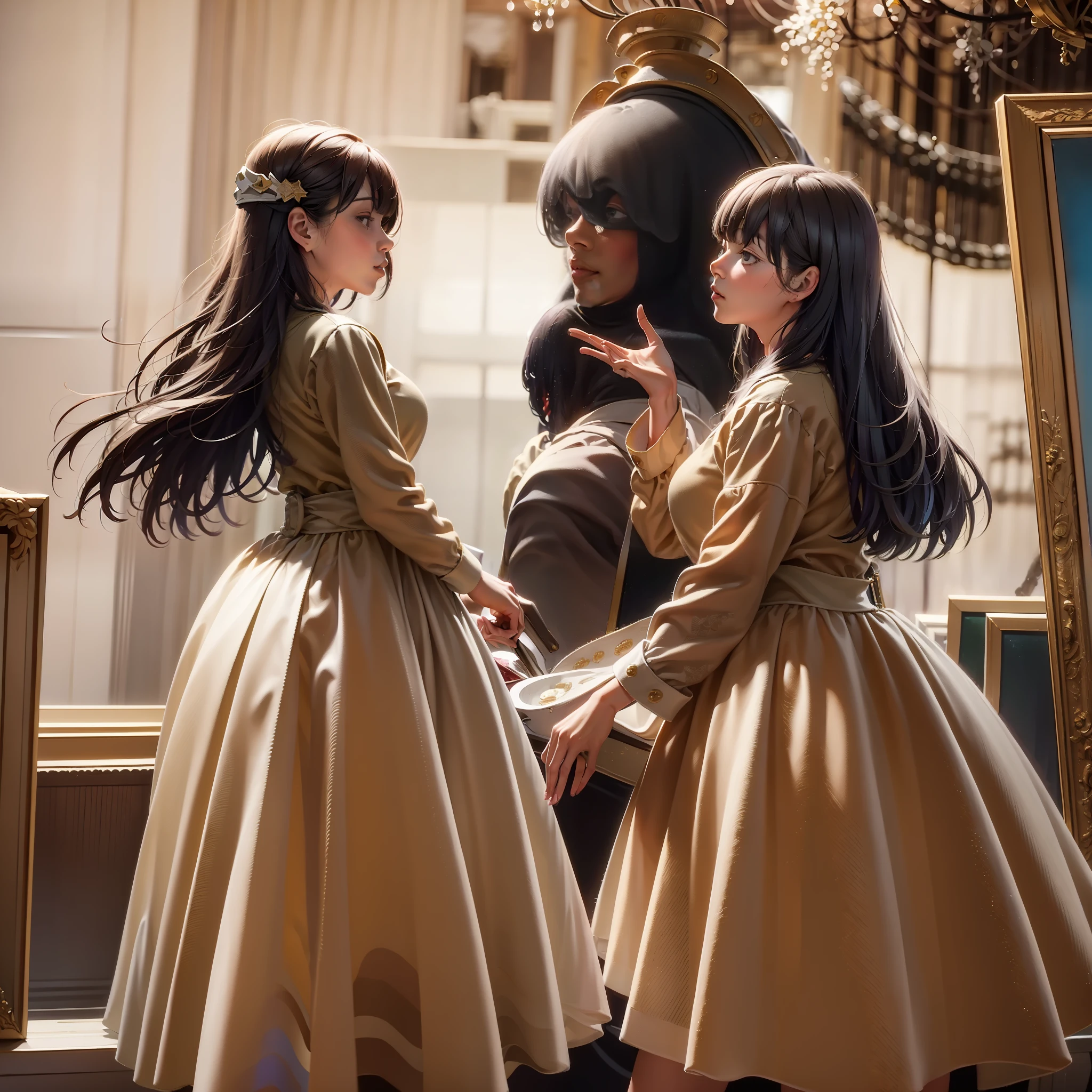 The painting represents a group of people in the Hall of Mirrors of the Buen Retiro Palace in Madrid. At the center of the painting is Margarita Teresa of Austria, the youngest daughter of King Philip IV of Spain. At his side is his older sister, Maria Theresa of Austria, who is married to King Louis XIV of France. To the left of the painting is Velázquez himself, painting the portrait of the royal family.

The painting is very realistic and the details are very careful. Velázquez uses light to create an effect of depth and the colors are very vivid. The painting is also very dynamic and the figures appear to be in motion.

Las Meninas is a masterpiece. Painting that shows Velázquez's mastery as a painter and his ability to capture reality in a unique way.
The painting is divided into two planes: the front plane and the back plane. The front shot is occupied by the figures of the royal family, while the back shot is occupied by the rest of the people in the scene.
The painting is full of symbols. For example, the mirror in the background of the painting reflects the image of the king and queen, suggesting that they are the true protagonists of the scene.
Painting is a game of perspectives. The painting's vanishing point is located in the mirror, creating a sense of depth and movement.
The painting is a masterpiece of composition. The figures are harmoniously arranged and the color palette is very balanced.