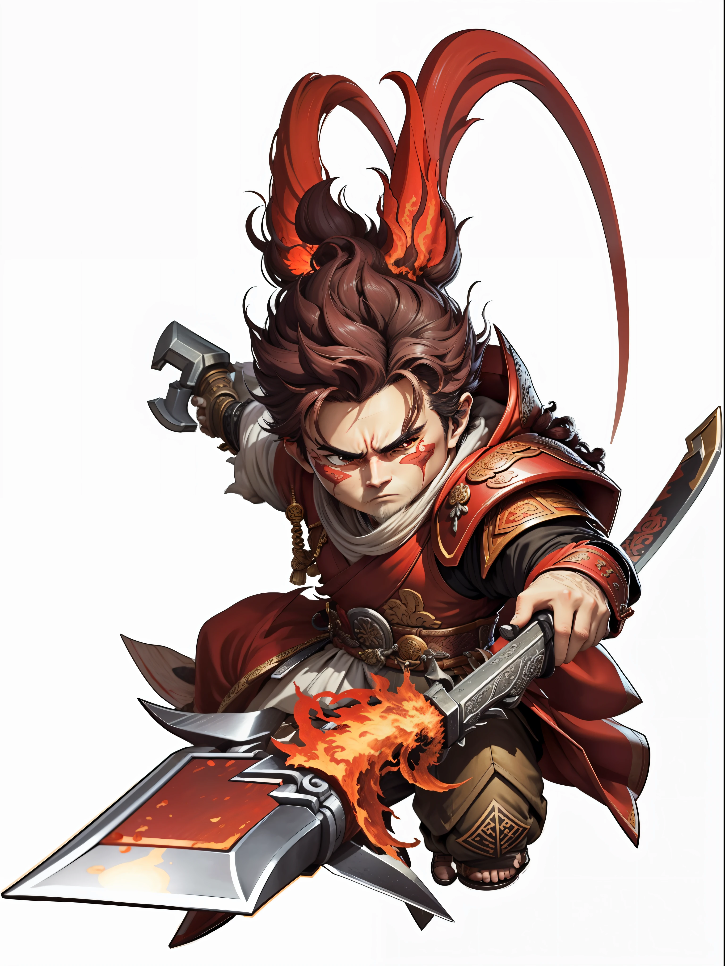 The Q version of Lü Bu in the Romance of the Three Kingdoms,Holding Fang Tian's halberd in his hand,tmasterpiece,Highest high resolution,最好质量,Q version
