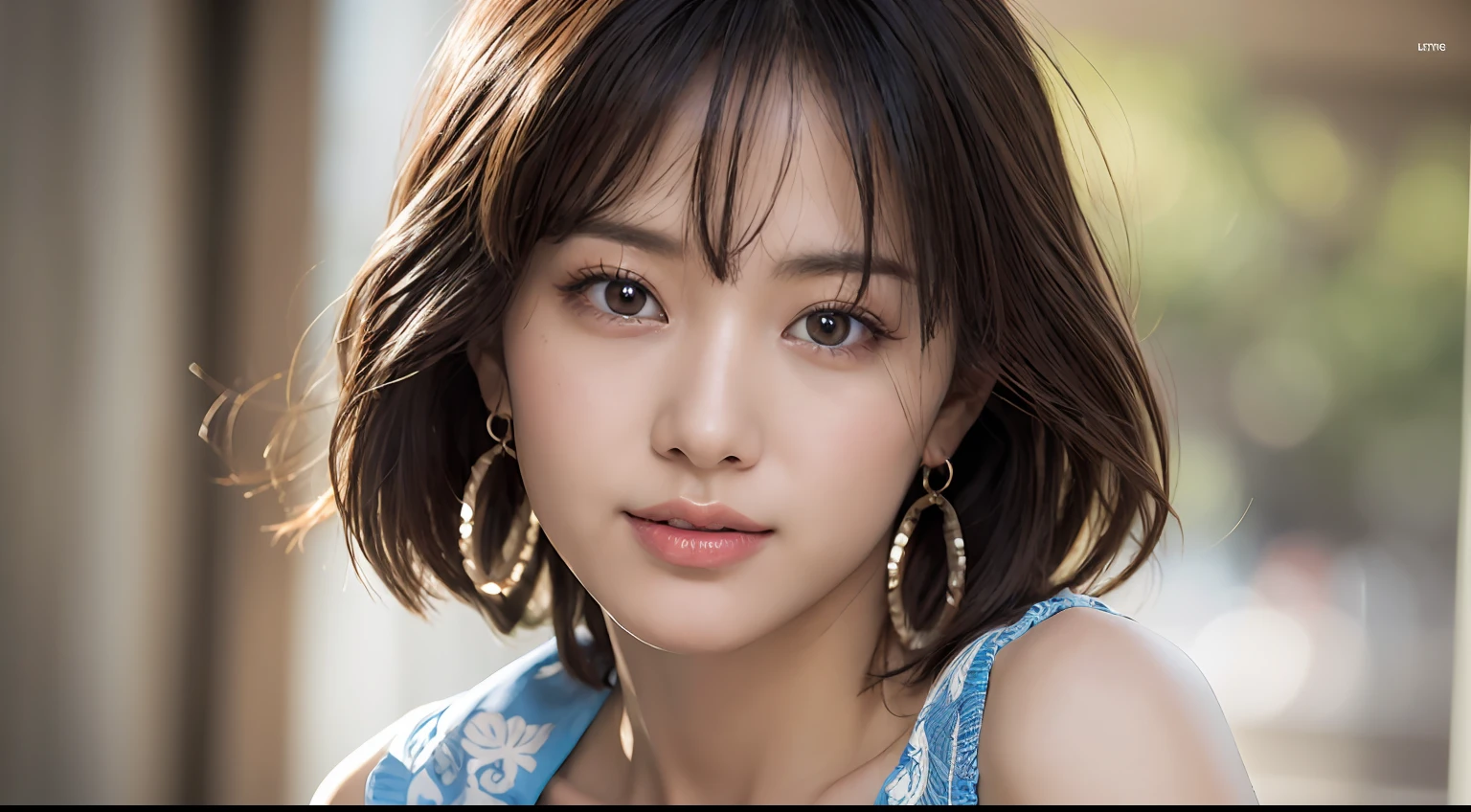 (8k, RAW Photo, Best Quality, Masterpiece:1.2), Ultra Detail, Super Resolution, (Realistic, Realistic Photo:1.37), Portrait, High Detail RAW Color Photo, Professional Photo, Extremely Detailed and Beautiful, Extremely detailed, 8k wallpaper, amazing and detailed, huge file size, official art, highly detailed CG unity 8k wallpaper, highly detailed beautiful girl, highly detailed face, highly detailed eyes, highly detailed skin, highly detailed fingers, highly detailed nose, very detailed detailed mouth , perfect anatomy, highly detailed background, highly detailed clothes, 1girl, (20:1.2), 20s, cute girl, realistic body, petite, fair skin, glowing skin , slim body, handsome body, black hair , short hair, (blunt bangs:1.2), smile, cute, youthful, cute face, realistic face, delicate eyes, drooping eyes, lingerie, see-through, earrings, looking at viewer, cowboy shot, facing front, standing posture, Contraposto, dynamic lighting, very large breasts, cowboy shot