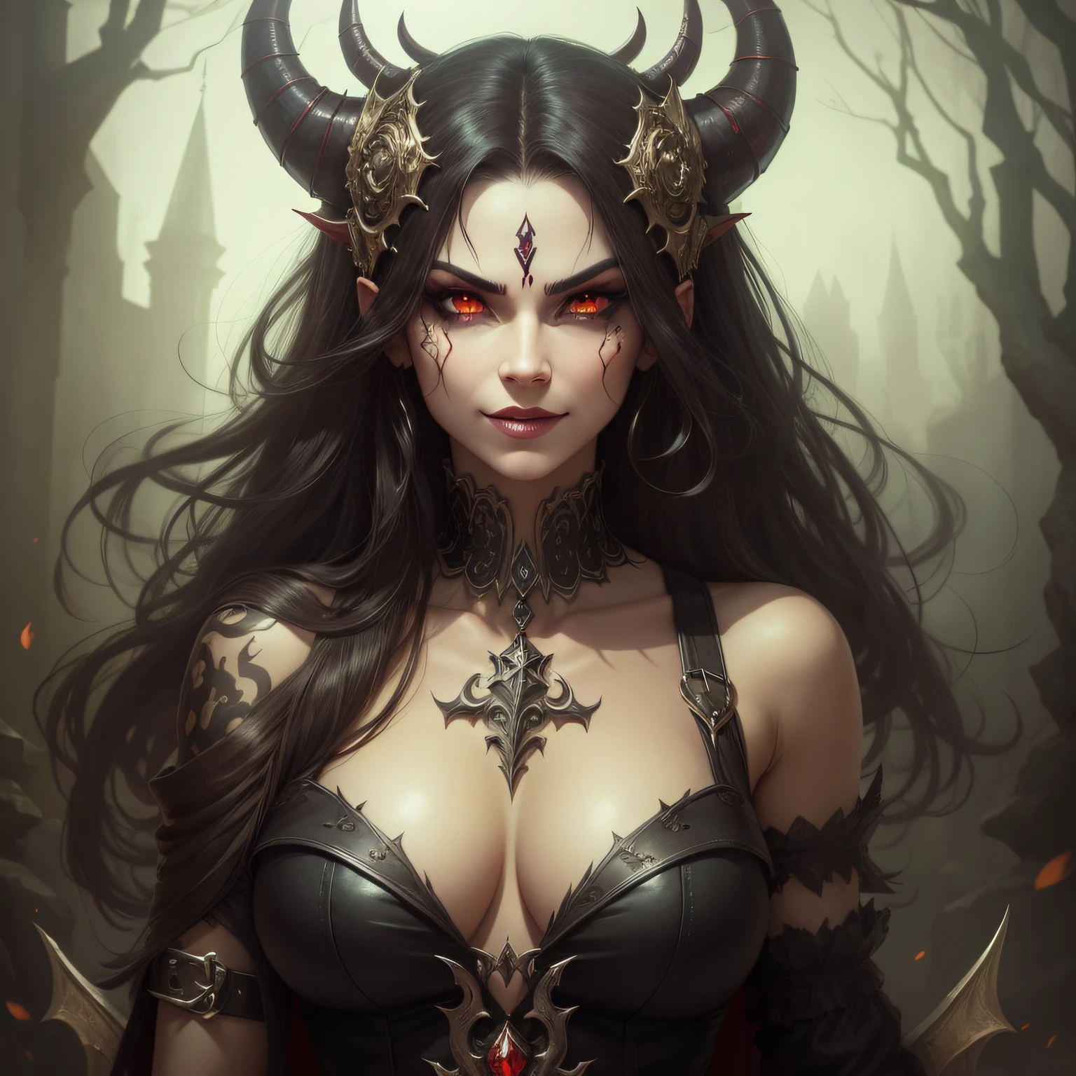 beautiful demoness with a mean smirk