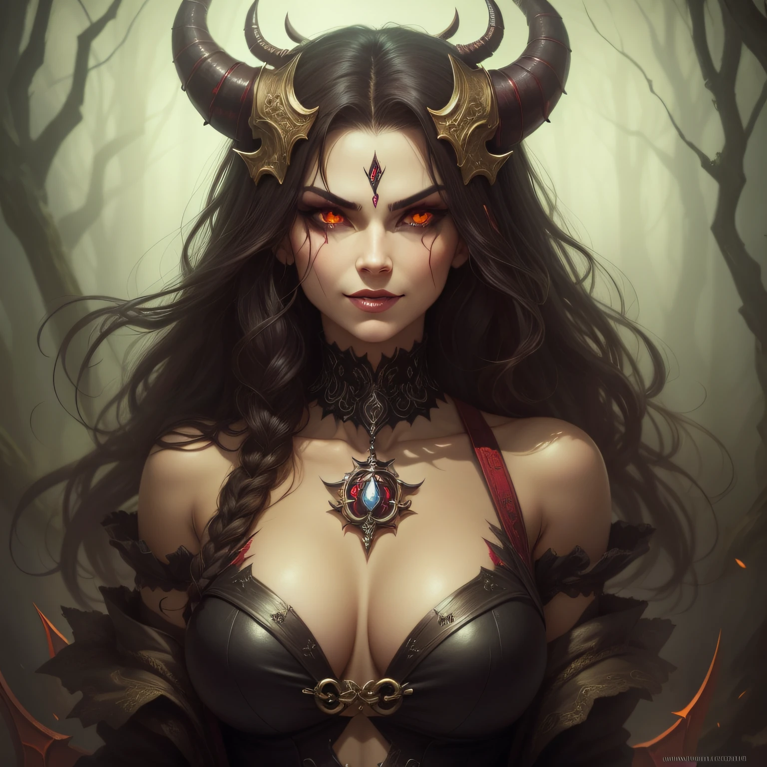 beautiful demoness with a mean smirk