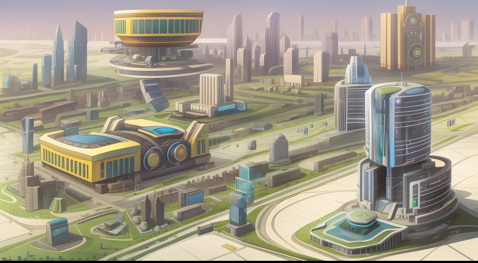 a high-tech robotic city