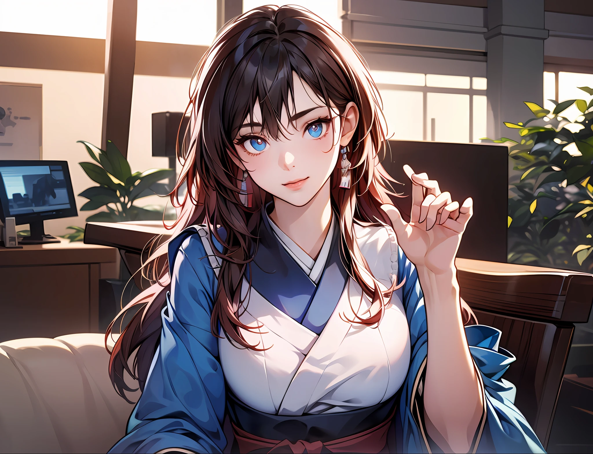 ulzang-6500-v1.1,(RAW photo:1.2), (Photorealistic:1.4),Beautiful Meticulous Girl, very detailed eyes and faces, Beautiful detailed eyes, absurderes, unbelievable Ridiculous, hugefilesize, ultra - detailed, A high resolution, The is very detailed，best qualtiy，tmasterpiece，kemomimi，((Japanes girl' high school uniform))，illustratio，The is very detailed，CG，unified，8k 壁纸，Amazing Cleavage，finely detailled，tmasterpiece，best qualtiy，The is very detailed的 CG unified 8k 壁纸，light in face，cinmatic lighting, 1girll, 16 years old,pantyless，dynamicposes，Pantyhose，No underwear，16:9 computer wallpapers，The character is on the left
