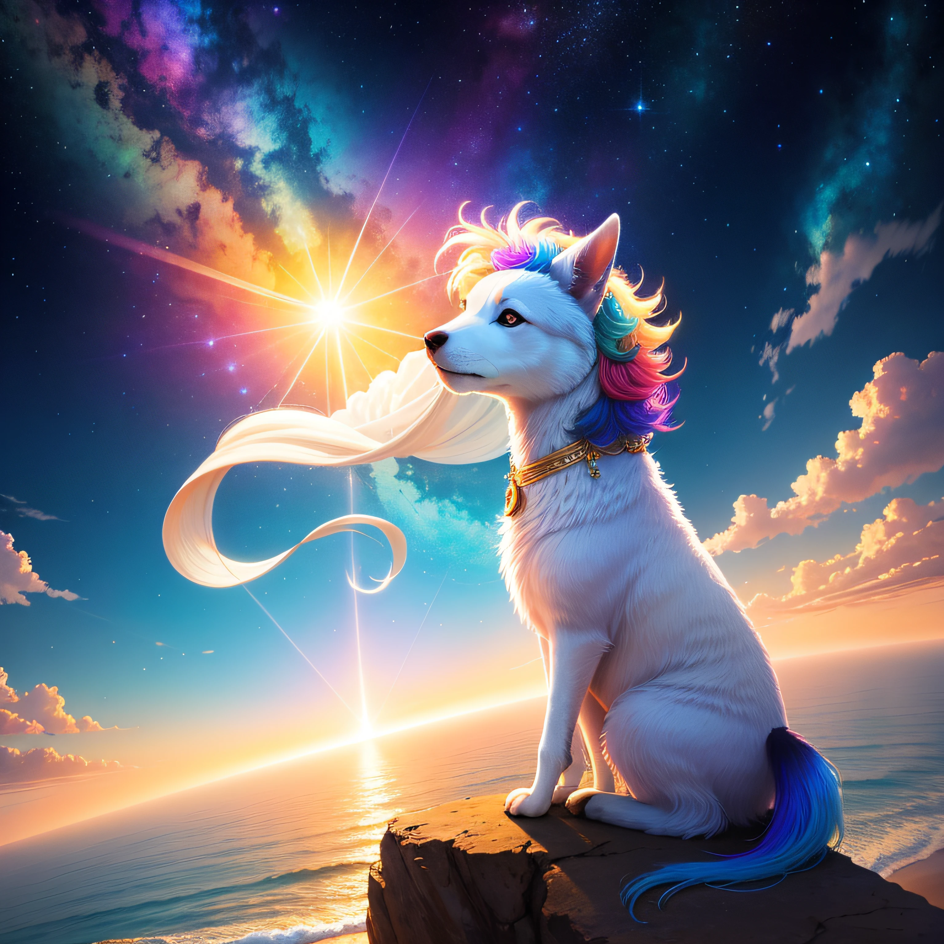 celestial scenery, encantado, luz divina, cores escuras contrastando