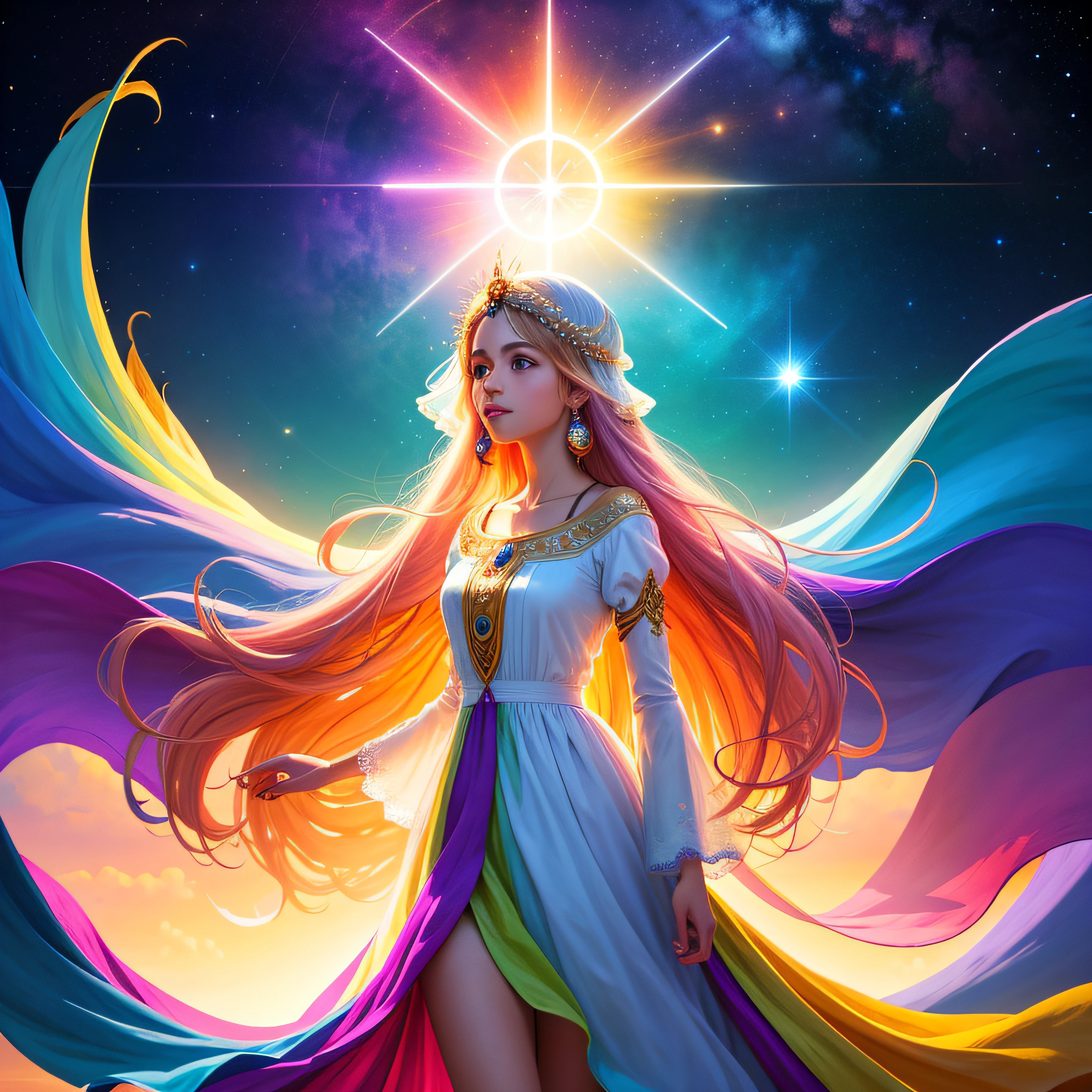 celestial scenery, encantado, luz divina, cores escuras contrastando