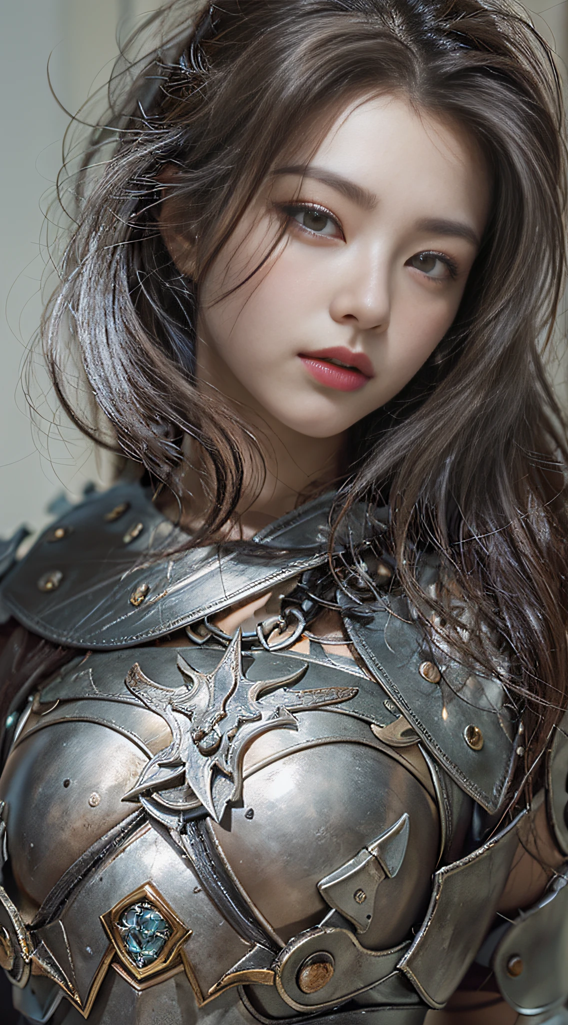 （8K，Best picture quality：1.2），（tmasterpiece：1.37），（photore，realisticlying：1.37），（超高分辨率）， [Chinese|Russian|Japanese|Korean]，3D，A half body，Front Shooting，Slow motion，Female paladins dressed in full body，（Light silver armor：1.2），（Ornately decorated armor），（insanely details，blooms：1.5），（highest  quality，Alessandro Casagrande，greg rutkovsky，Sally Mann，concept-art，4K），（simulating：1.2），（High- sharpness），（detailedpupils：1.1），detailed faces and eyes， tmasterpiece， best qualtiy， （Highly detailed photo：1.1）， （longblackhair，pony tails，ecstasy：1.1）， （Young woman：1.1）， Sharp， （perfect bodies：1.1）， realisticlying， Real Shadow，  （a temple background：1.2）， Cross your arms over your chest
photograph：Canan EOS R6， 135mm， 1/1250s， f/2.8， ISO 400