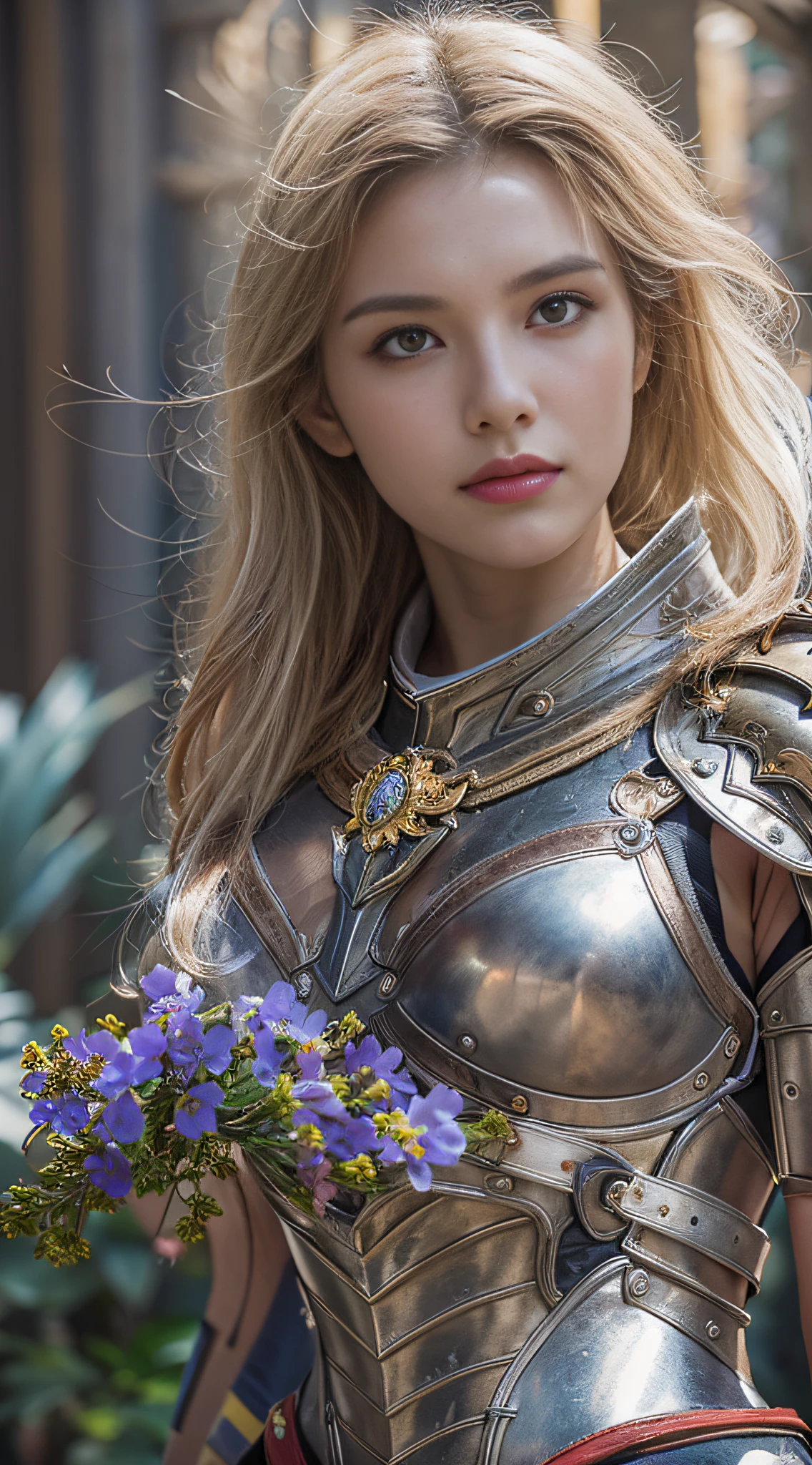 （8K，Best picture quality：1.2），（tmasterpiece：1.37），（photore，realisticlying：1.37），（超高分辨率）， [Chinese|Russian|Japanese|Korean]，A half body，Walking posture，Shooting from front，Slow motion，Female paladins dressed in full body，（Light silver armor：1.2），（Ornately decorated armor），（insanely details，blooms：1.5），（highest  quality，Alessandro Casagrande，greg rutkovsky，Sally Mann，concept-art，4K），（simulating：1.2），（High- sharpness），（detailedpupils：1.1），detailed faces and eyes， tmasterpiece， best qualtiy， （Highly detailed photo：1.1）， （longblackhair，pony tails，ecstasy：1.1）， （Young woman：1.1）， Sharp， （perfect bodies：1.1）， realisticlying， Real Shadow， 3D， （a temple background：1.2）， Cross your arms over your chest
photograph：Canan EOS R6， 135mm， 1/1250s， f/2.8， ISO 400