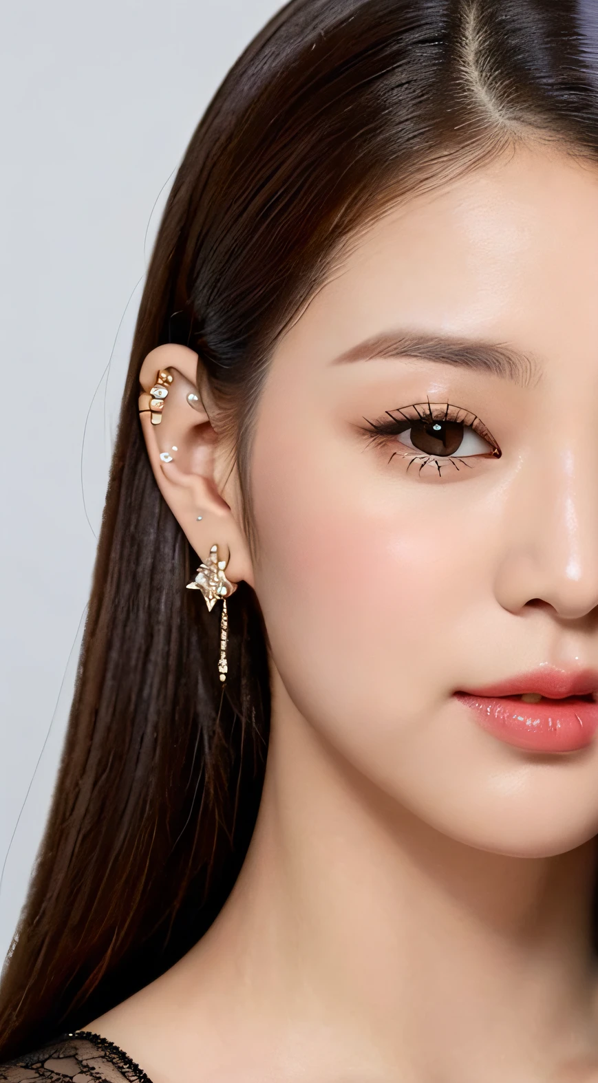 Beautuful Women,hor ears,Full of stud earrings,Ear bone nails